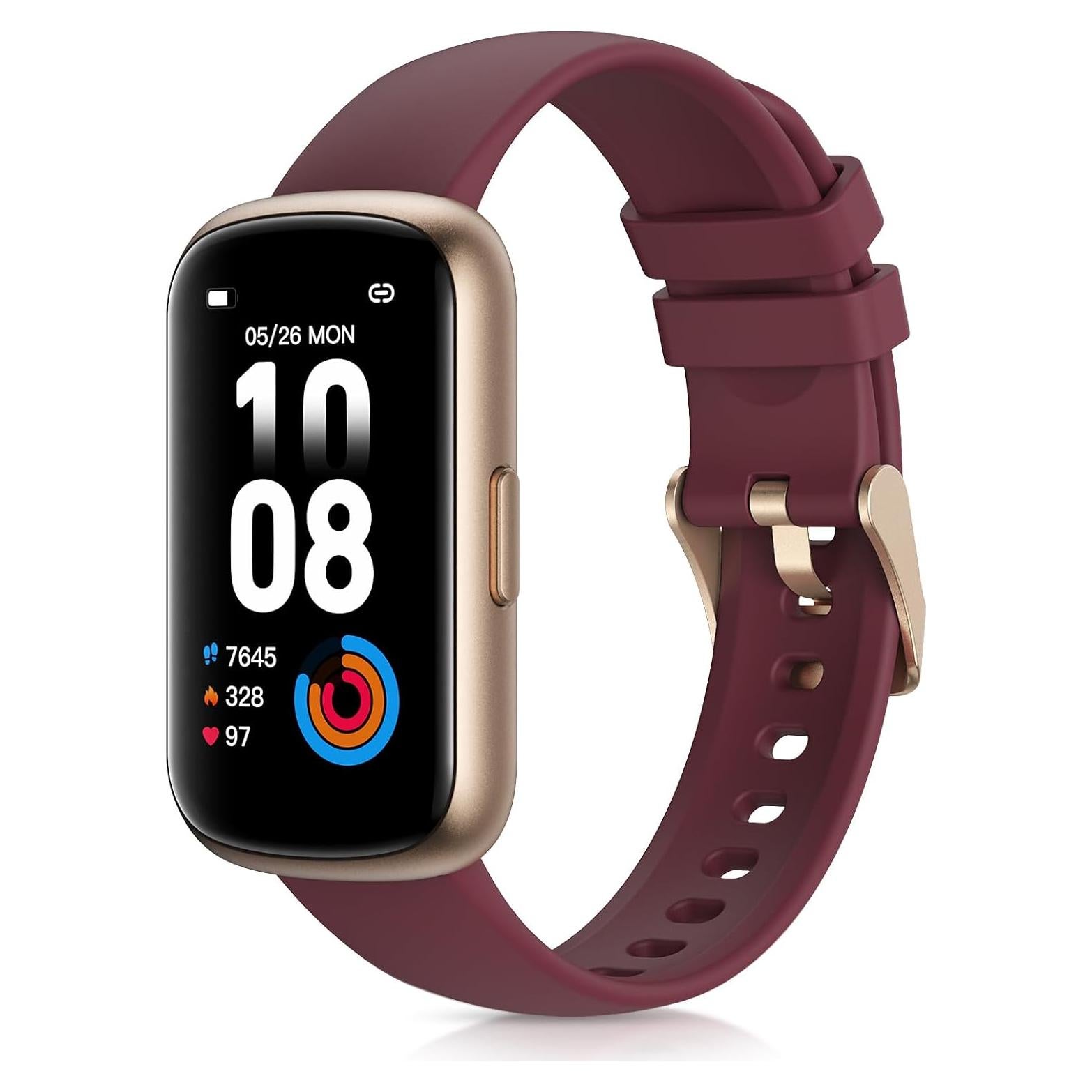 Reloj Inteligente TIFOZEN P08 Rojo Vino con Monitor de Salud