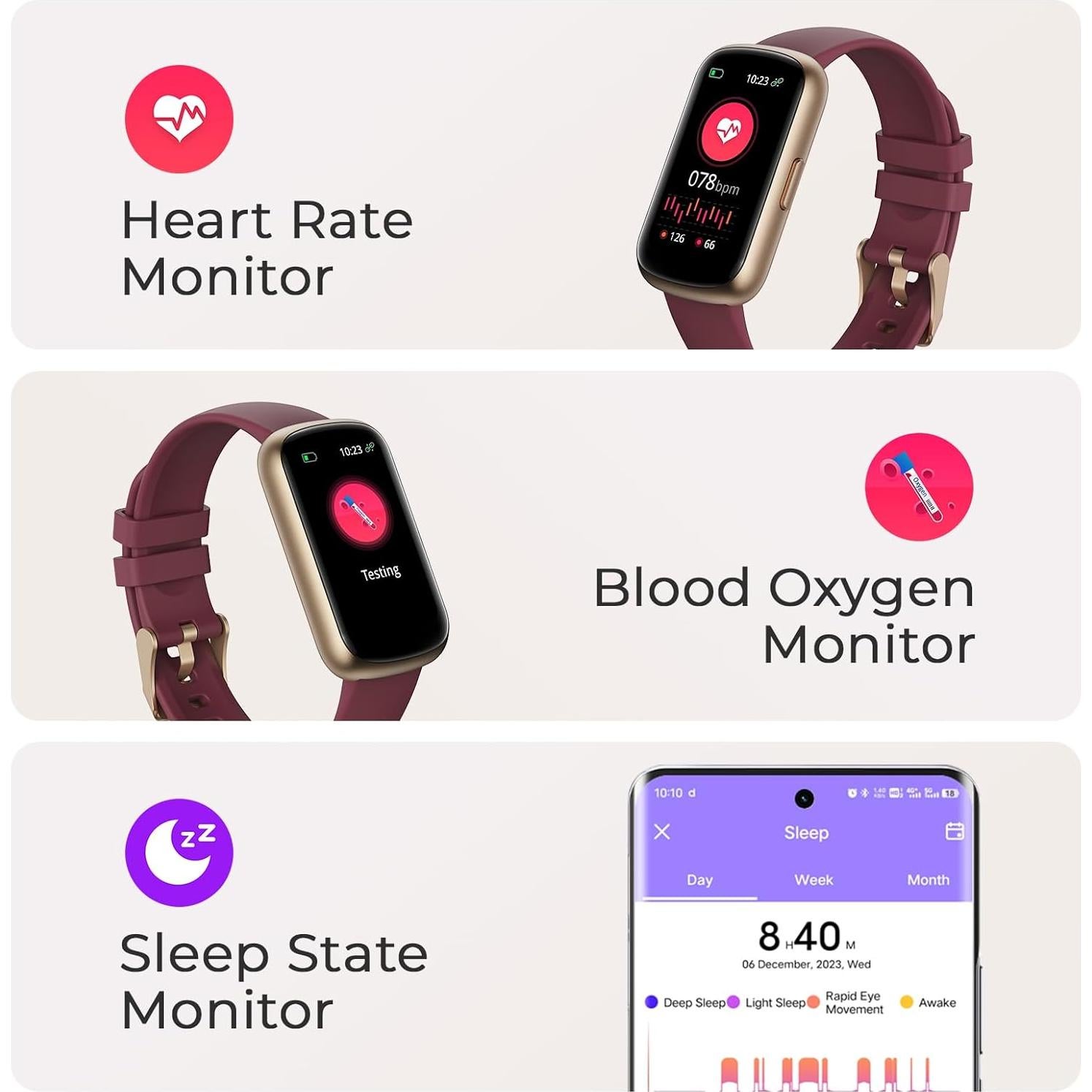 Reloj Inteligente TIFOZEN P08 Rojo Vino con Monitor de Salud