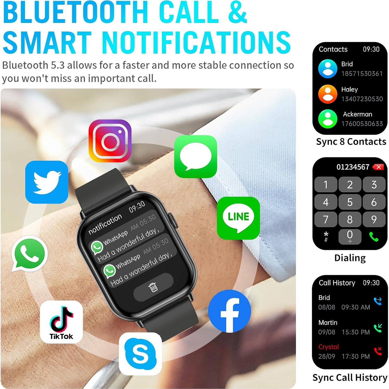 Reloj Inteligente Williben 2.01" HD Fitness IP67 Salud