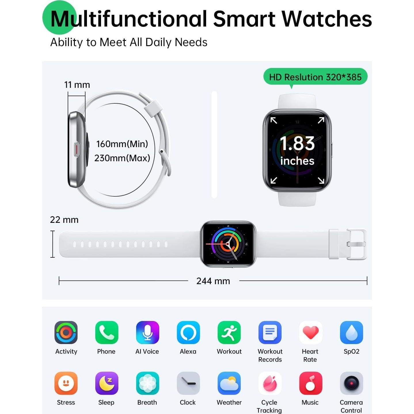 Reloj Inteligente WMK ID208Plus 1.83" Resistente al Agua