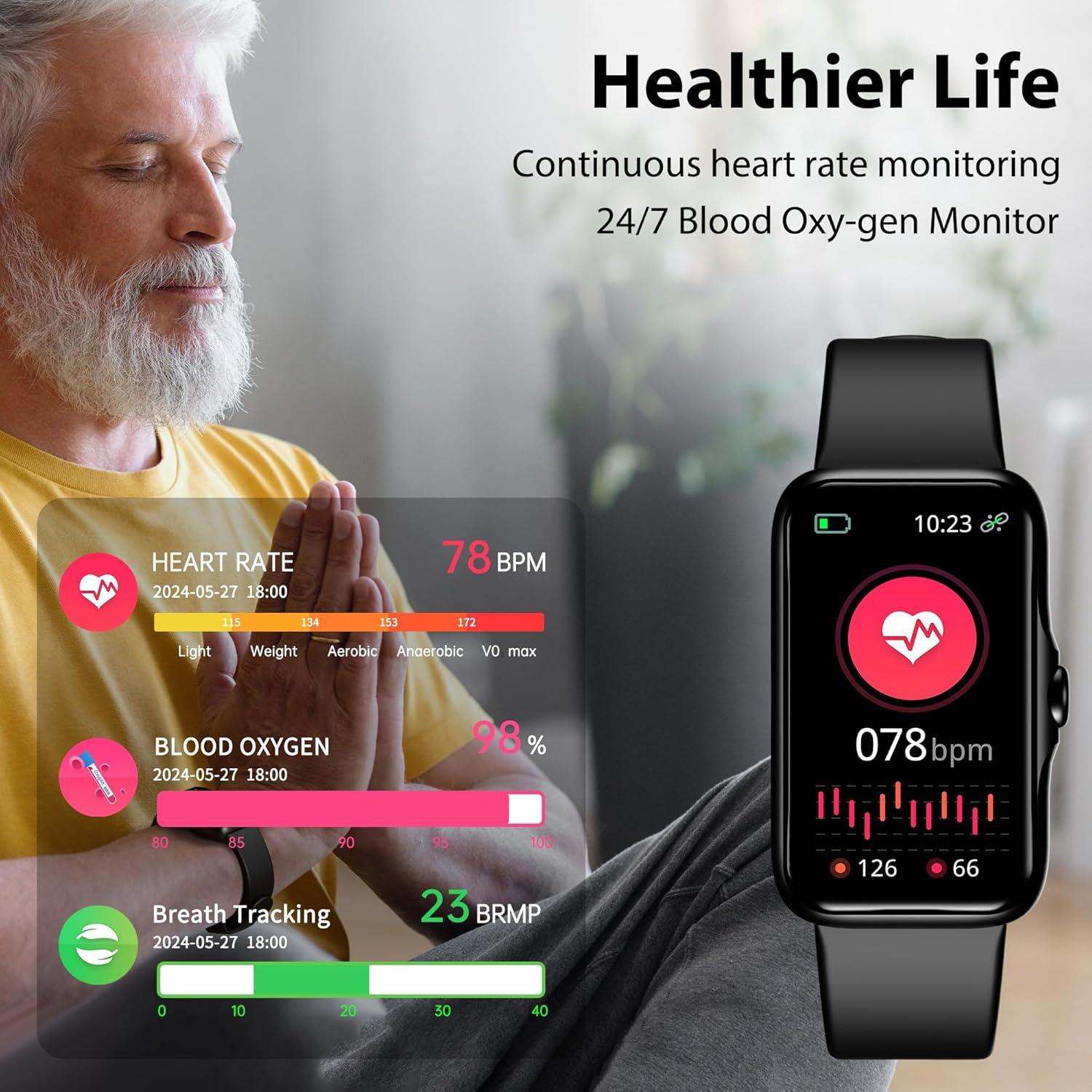 Rastreador de Fitness JYUAJOI Negro IP68 con Monitor de Sueño