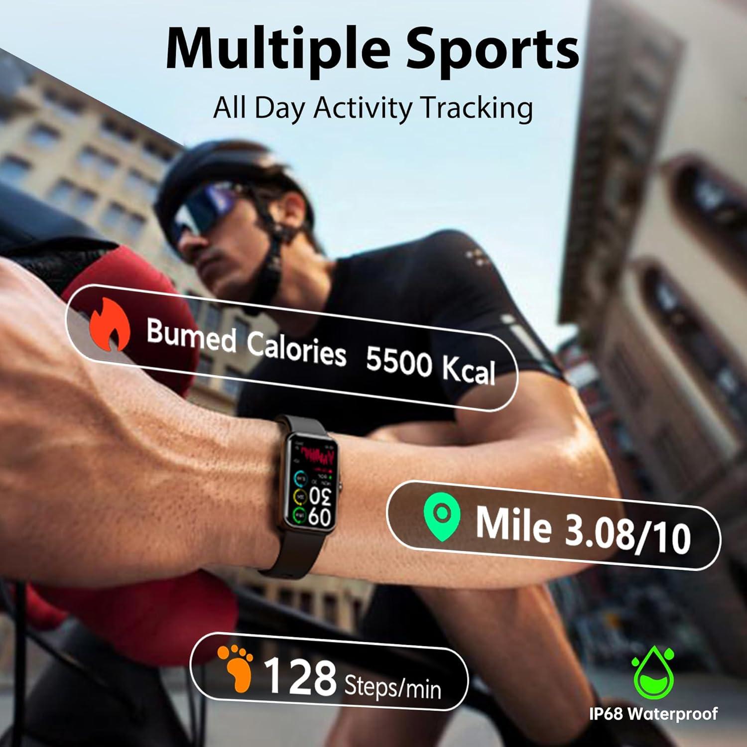 Rastreador de Fitness JYUAJOI Negro IP68 con Monitor de Sueño