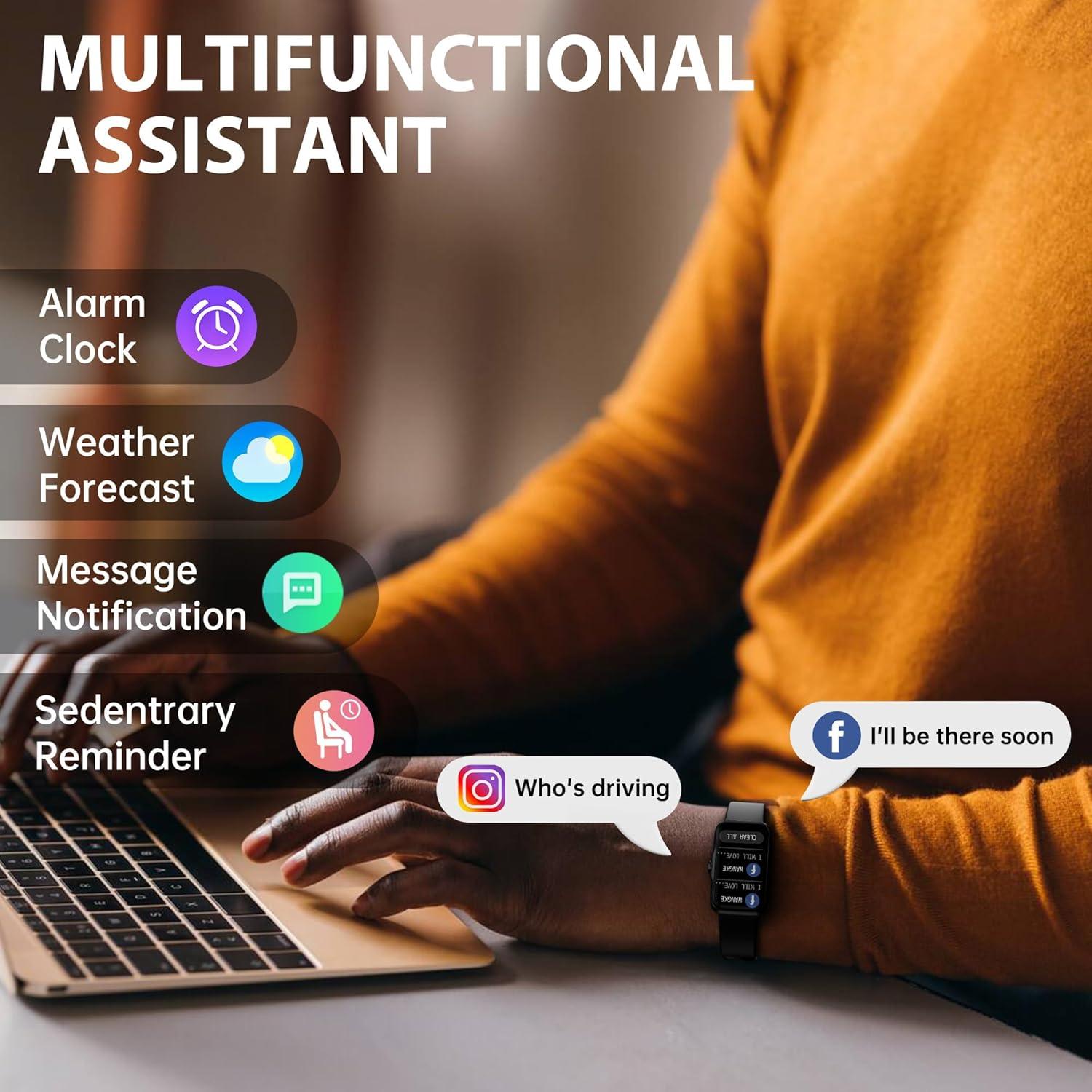 Rastreador de Fitness JYUAJOI Negro IP68 con Monitor de Sueño
