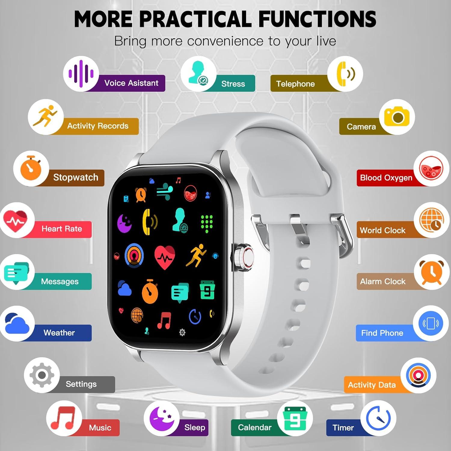 Reloj Inteligente Odsslgw P68 Gris 2.01" Monitoreo Salud