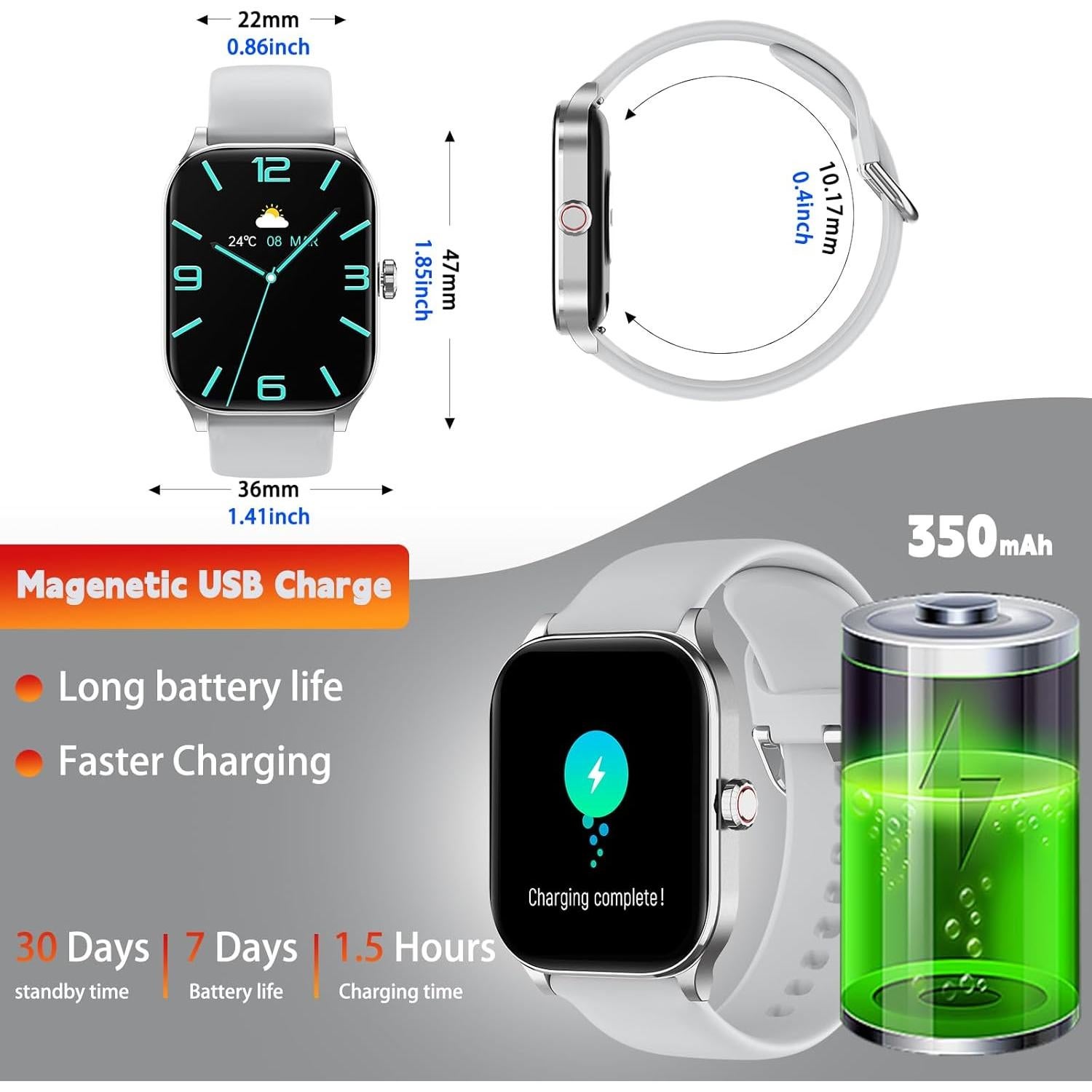 Reloj Inteligente Odsslgw P68 Gris 2.01" Monitoreo Salud