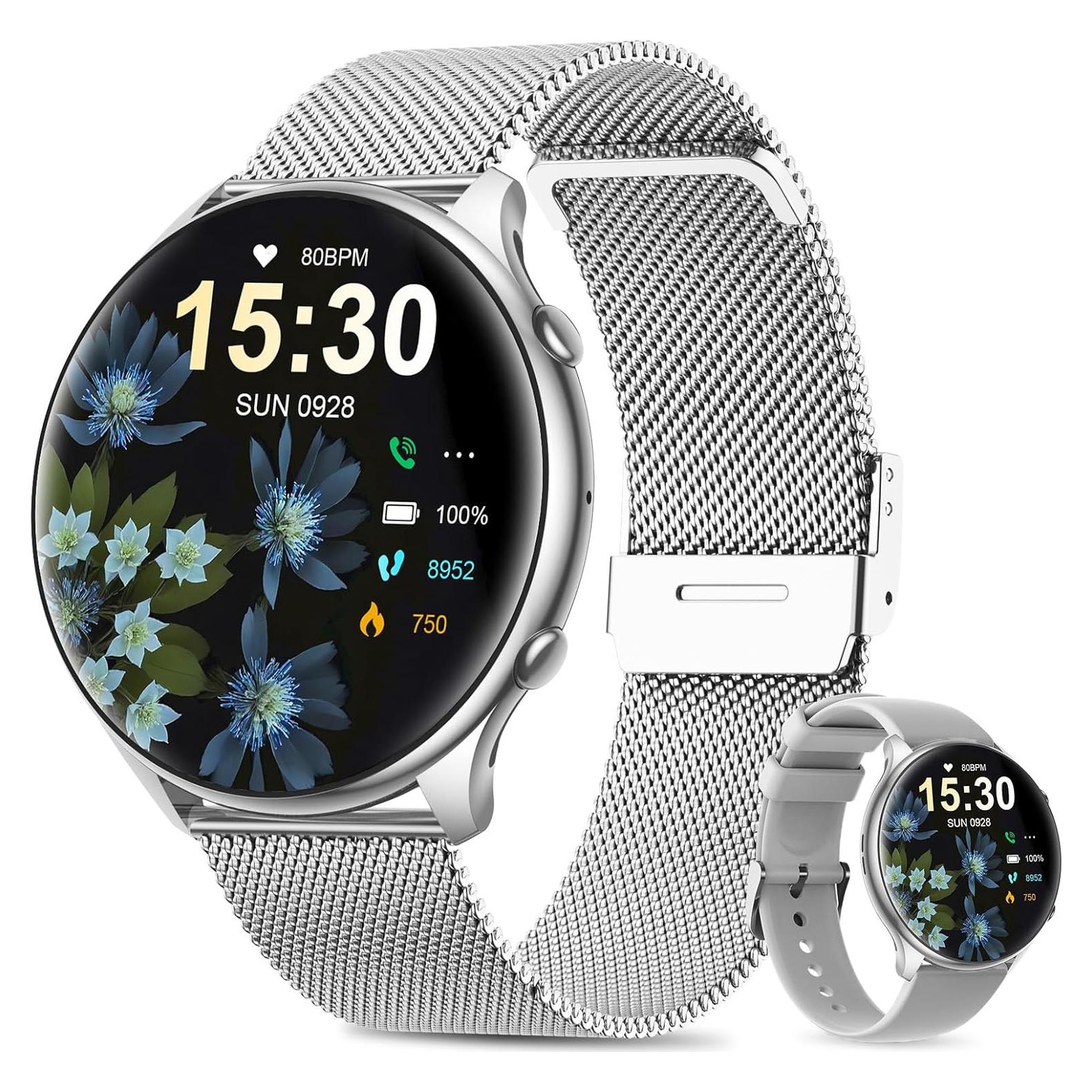 Reloj Inteligente SLOKSFil Plata 1.39" Monitoreo Salud Mujer