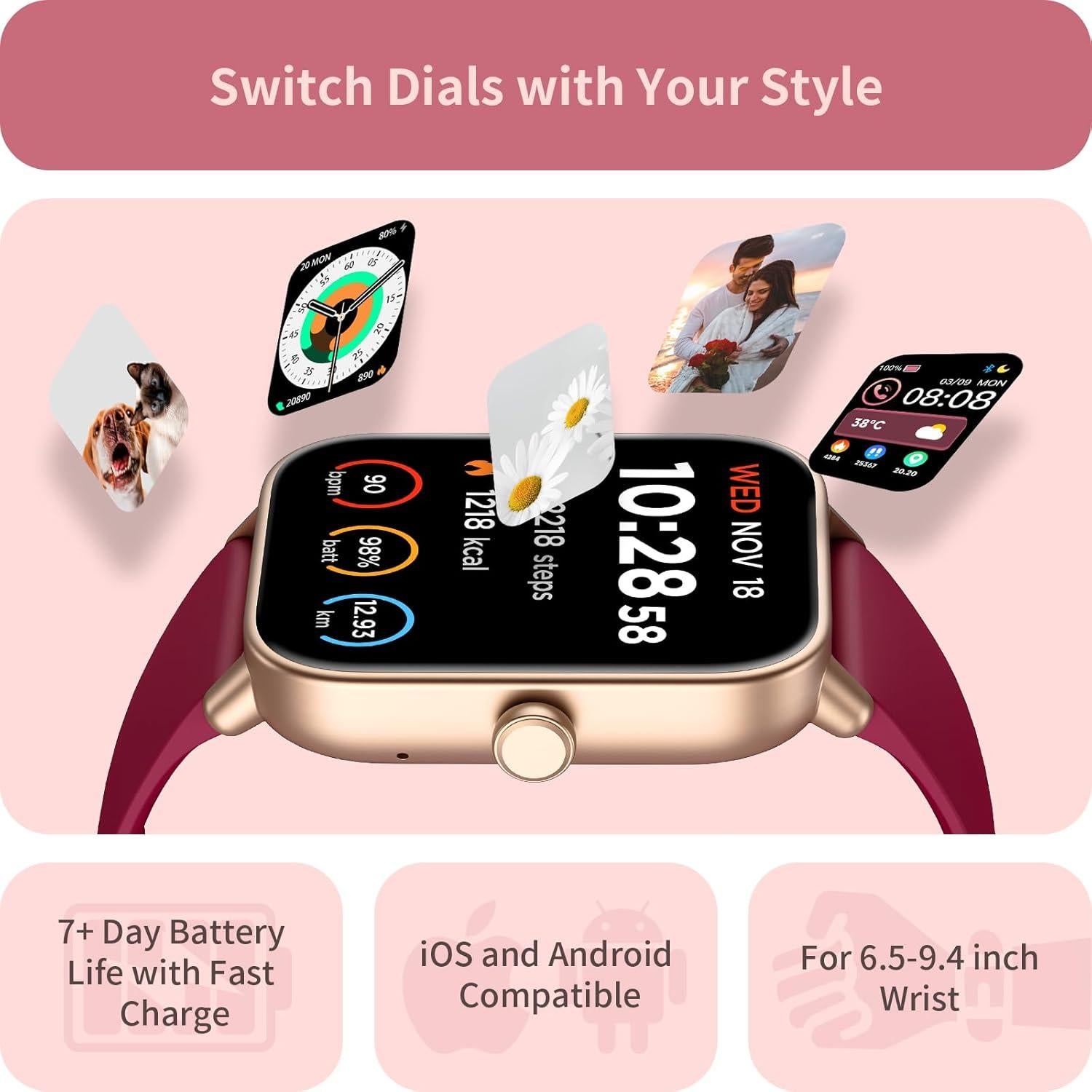 Reloj Inteligente Gydom 1.8" Fitness con Monitoreo de Salud