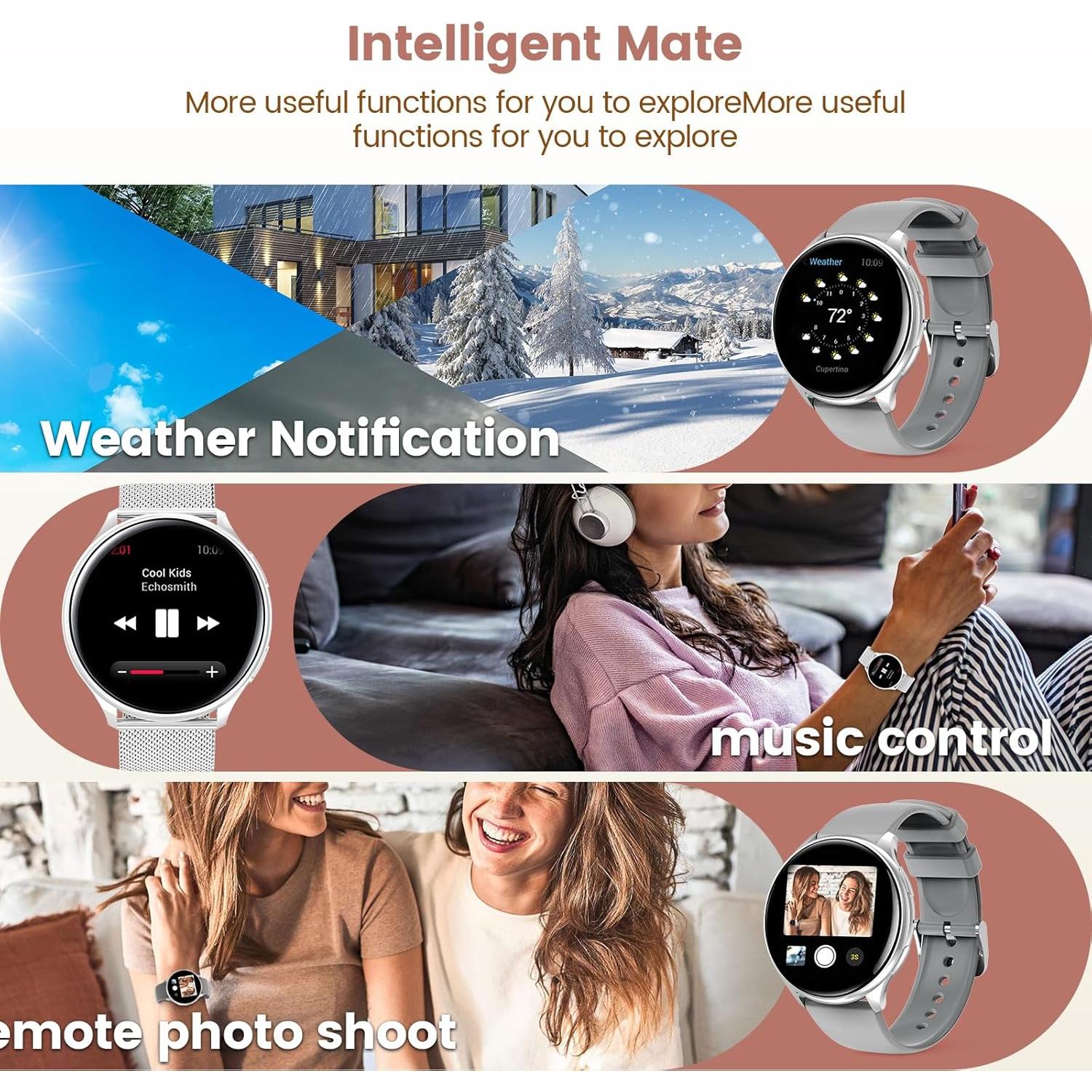 Reloj Inteligente RifePhi Plata 1.39" Monitor de Salud IP68