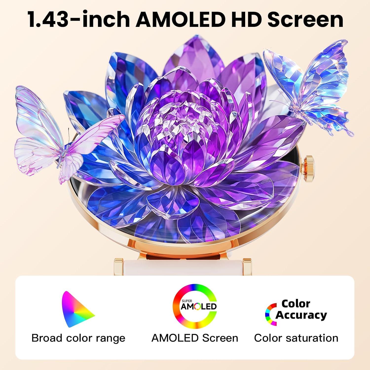 Reloj Inteligente Hwagol para Mujeres Rosa 1.43" AMOLED IP68