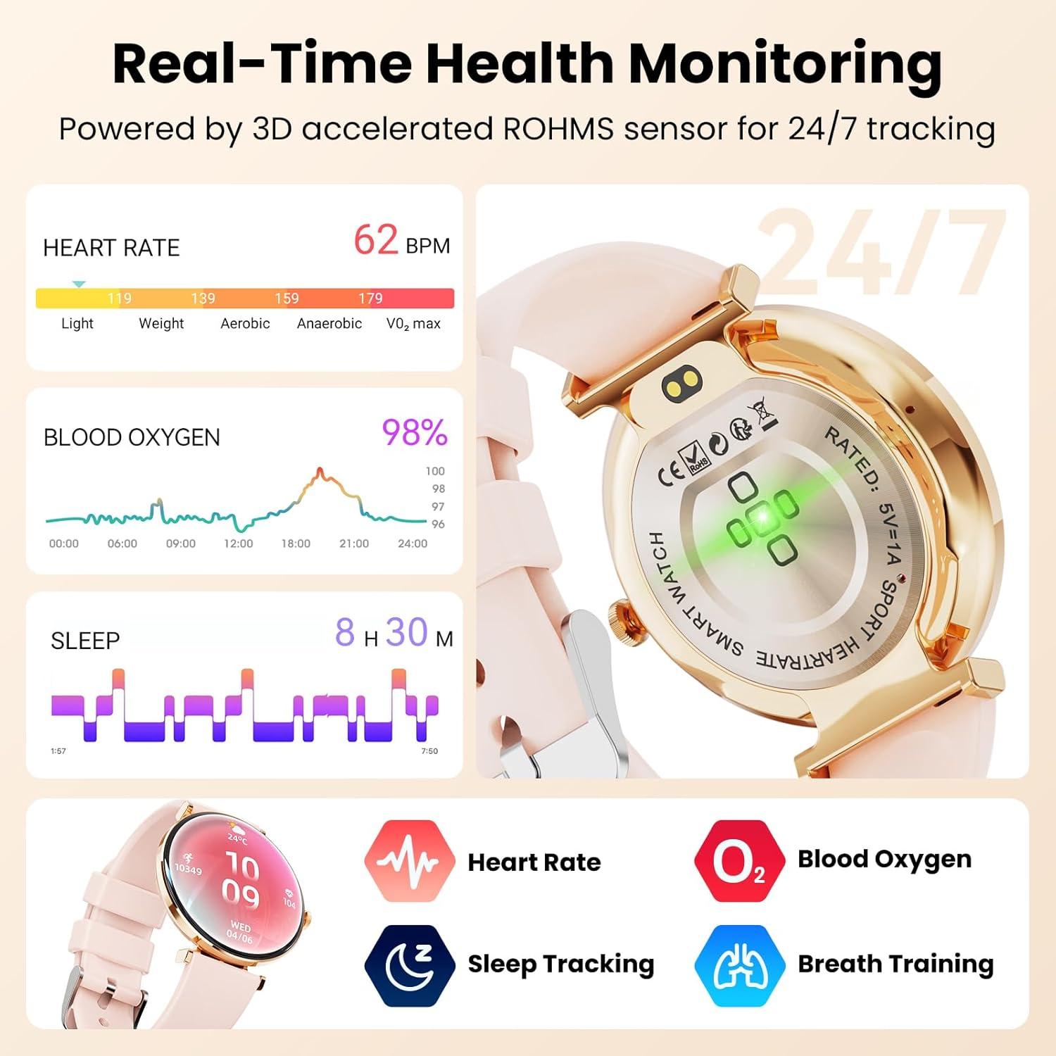 Reloj Inteligente Hwagol para Mujeres Rosa 1.43" AMOLED IP68