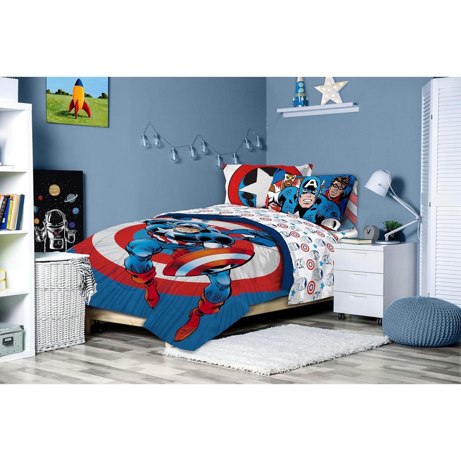 Juego de Edredón Twin Jay Franco Capitán América 5 Piezas