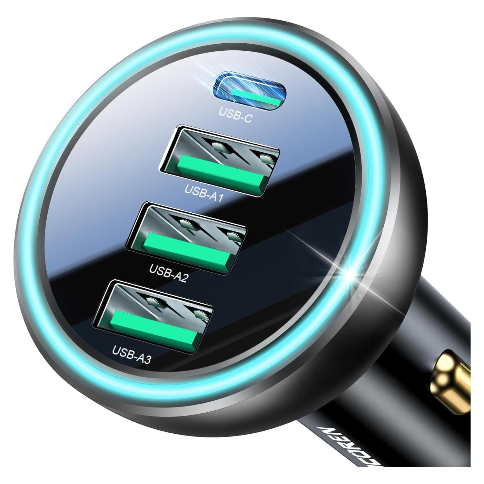 Cargador de Coche Rocoren 55W 4 Puertos USB C Rápido