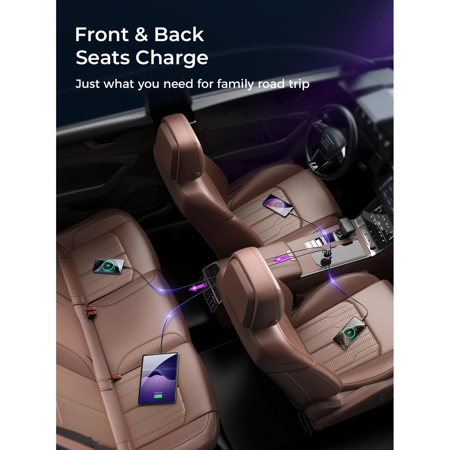 Cargador de Coche FLYLEAD USB C 90W 4 Puertos Rápido