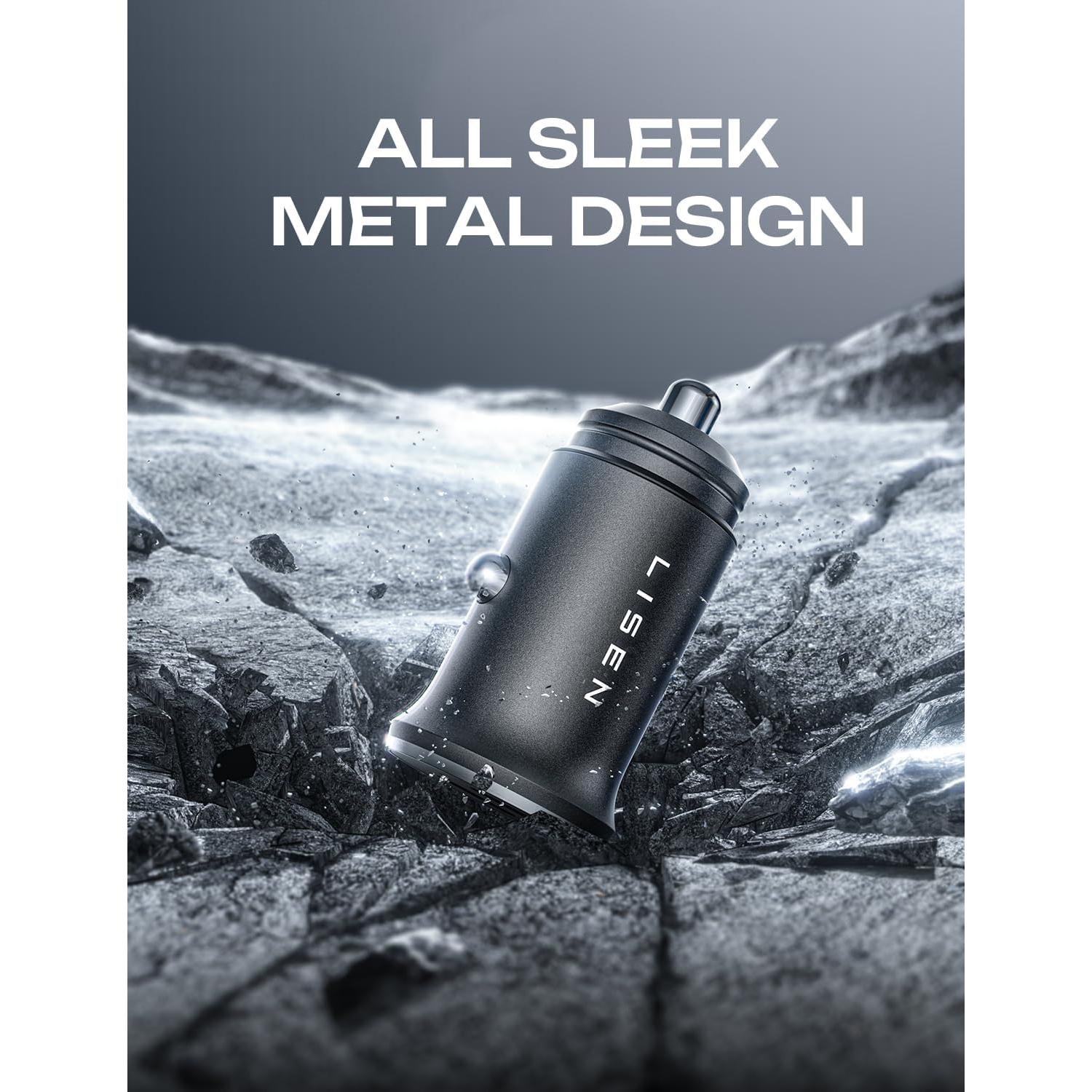 Cargador de Coche USB C LISEN 90W con 2 Puertos PD 45W