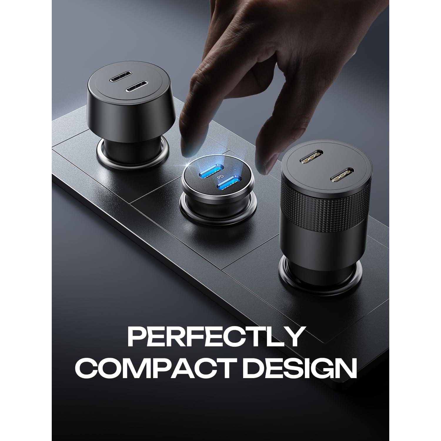 Cargador de Coche USB C LISEN 90W con 2 Puertos PD 45W