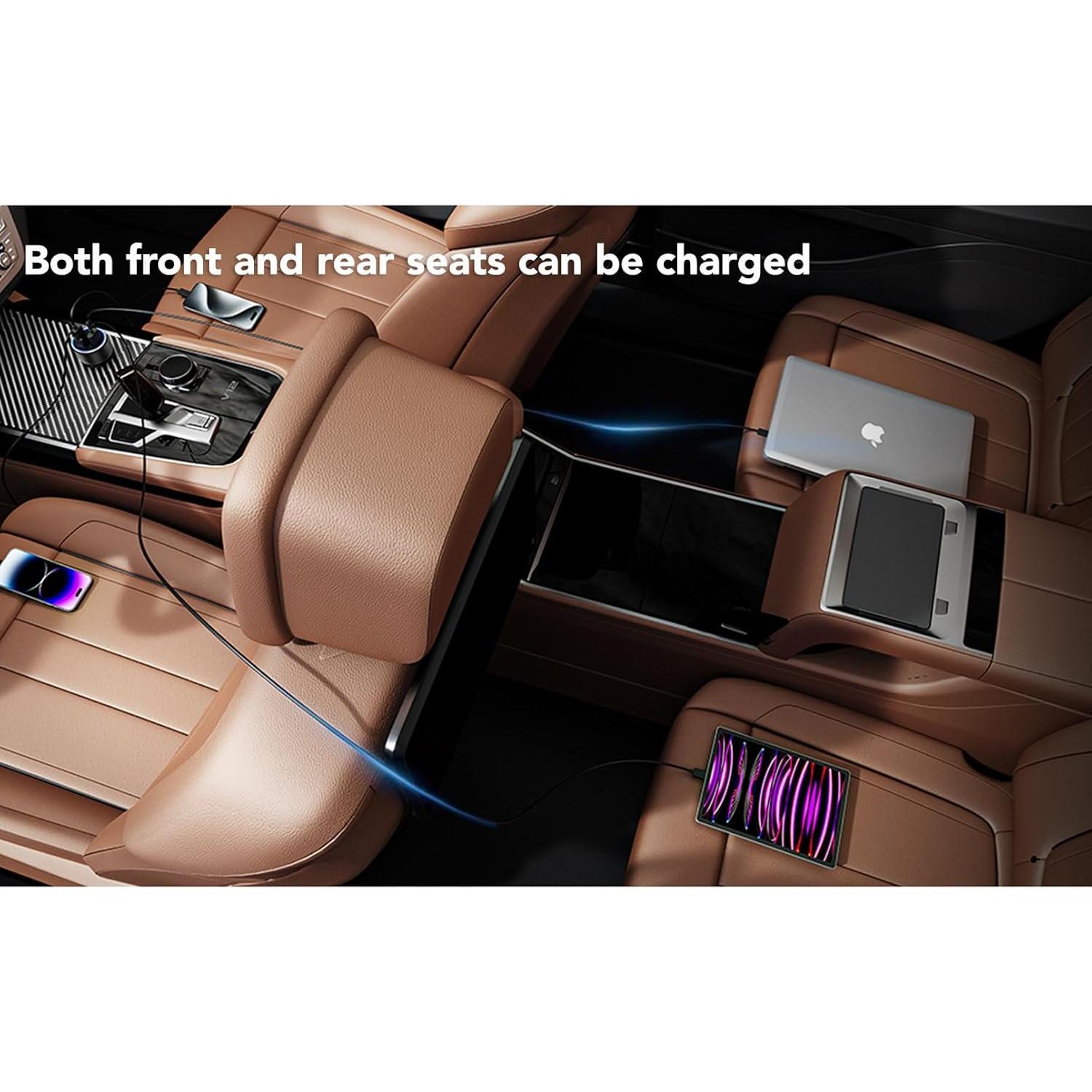 Cargador de Coche USB C 4 Puertos 78W Rápido con Voltímetro