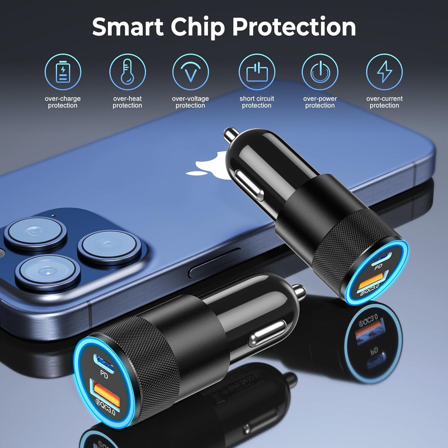 Cargador de Coche USB C Ancekoy 38W Doble Puerto Rápido