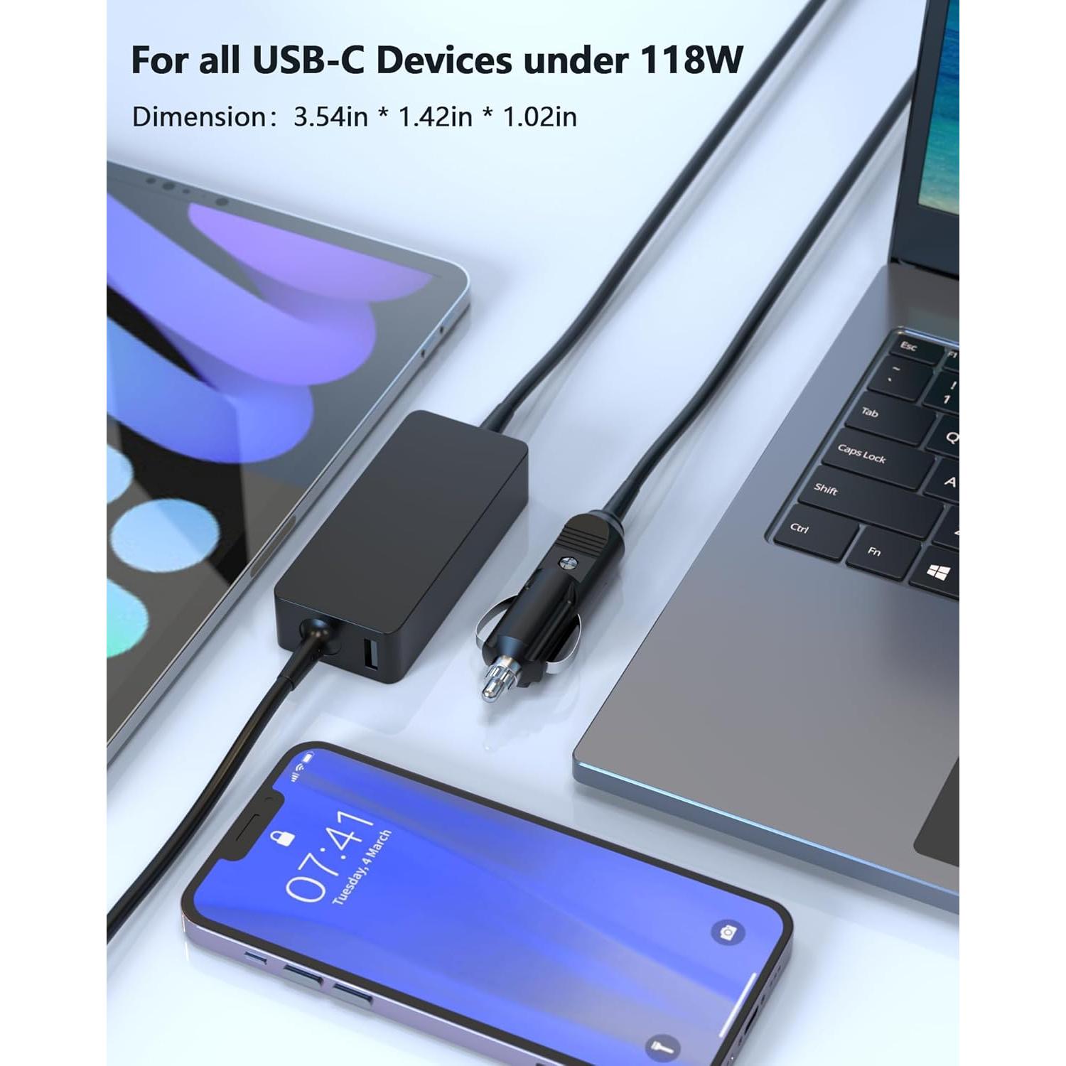 Cargador de Coche USB C 100W Nivjuky para Dell Latitude XPS