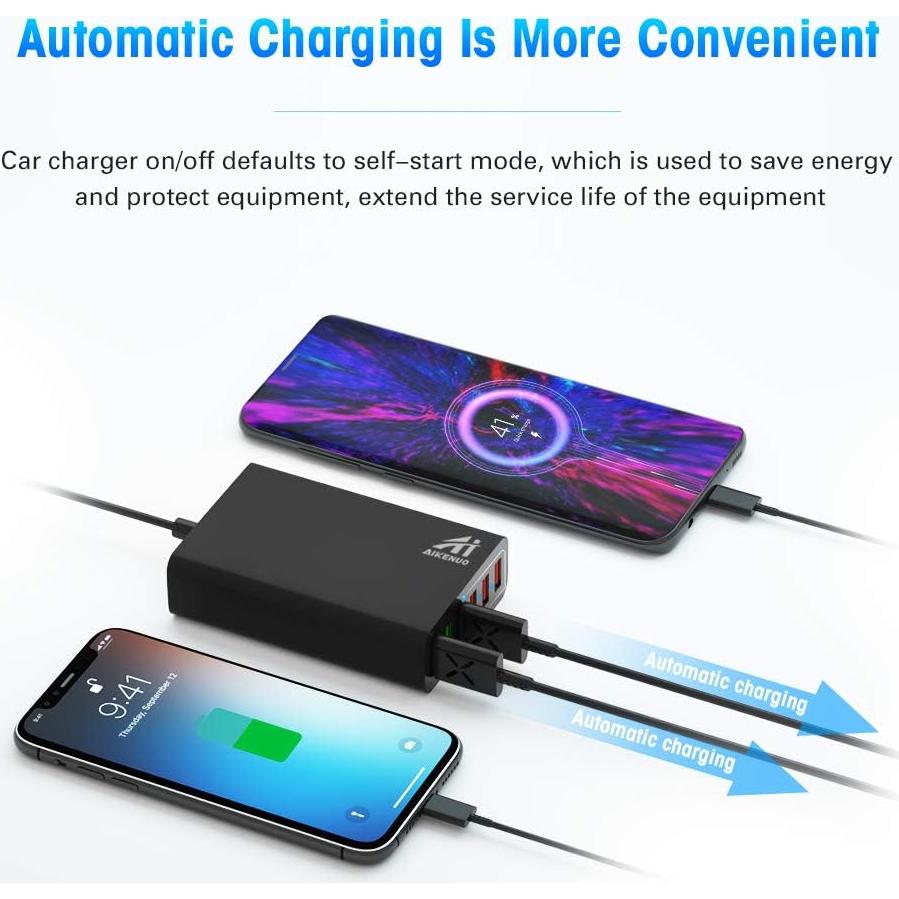 Cargador de Coche USB 6 Puertos AI AIKENUO 96W QC3.0