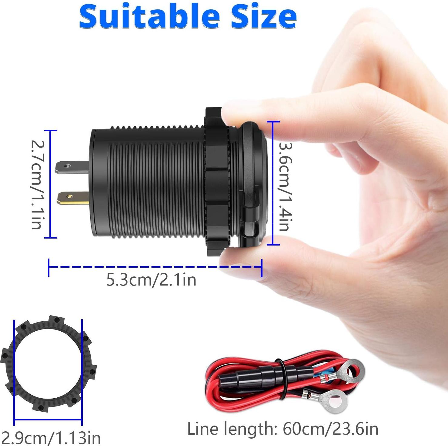 Paquete de 5 Salidas USB Carga Rápida 3.0 Qidoe 12V-24V