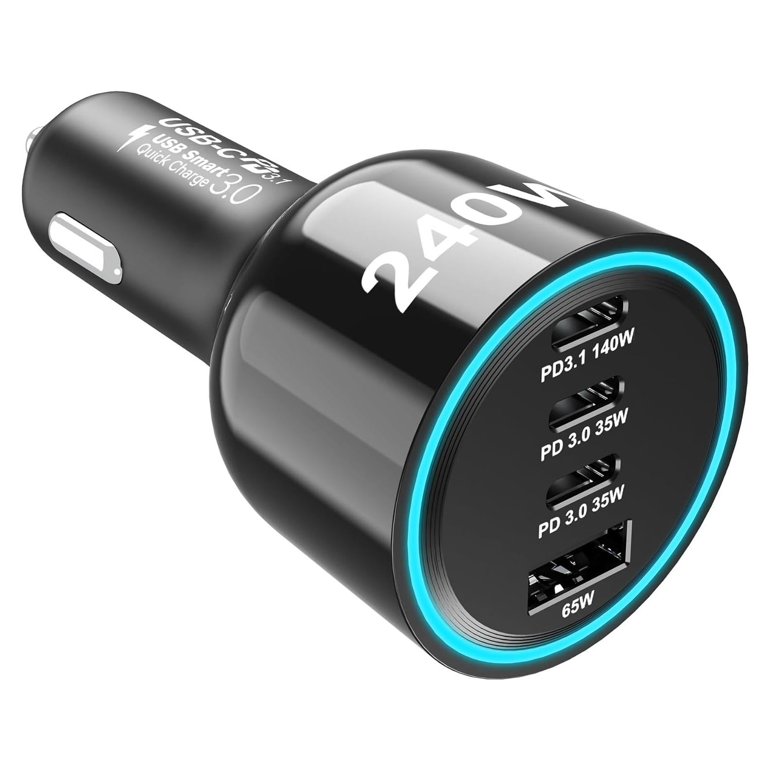 Cargador de coche URVNS 240W USB C 4 Puertos PD3.1 140W