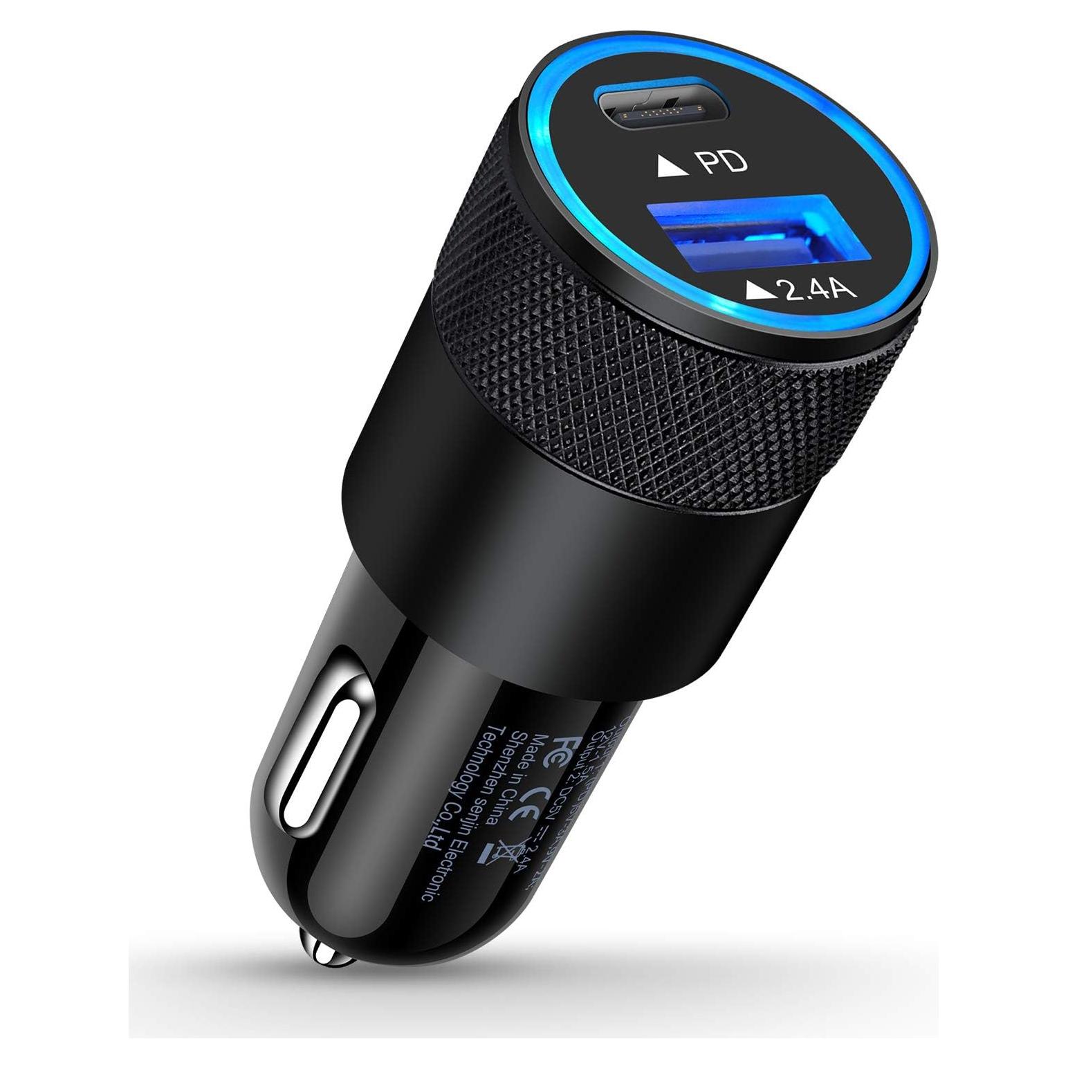 Cargador de coche AILKIN 30W PD USB C y USB A, doble puerto