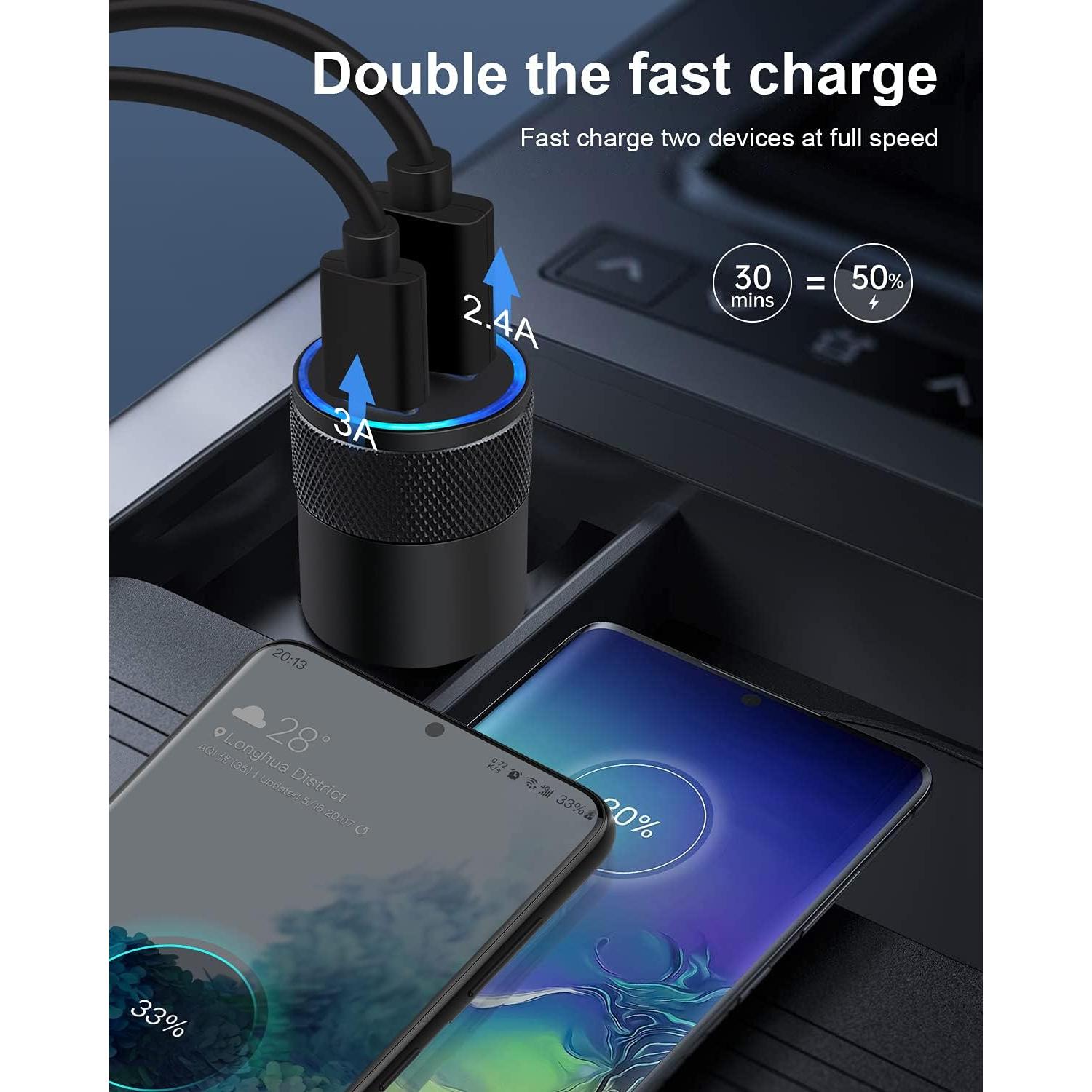 Cargador de coche AILKIN 30W PD USB C y USB A, doble puerto