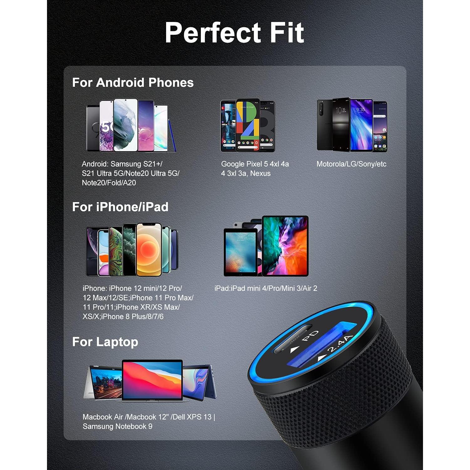 Cargador de coche AILKIN 30W PD USB C y USB A, doble puerto