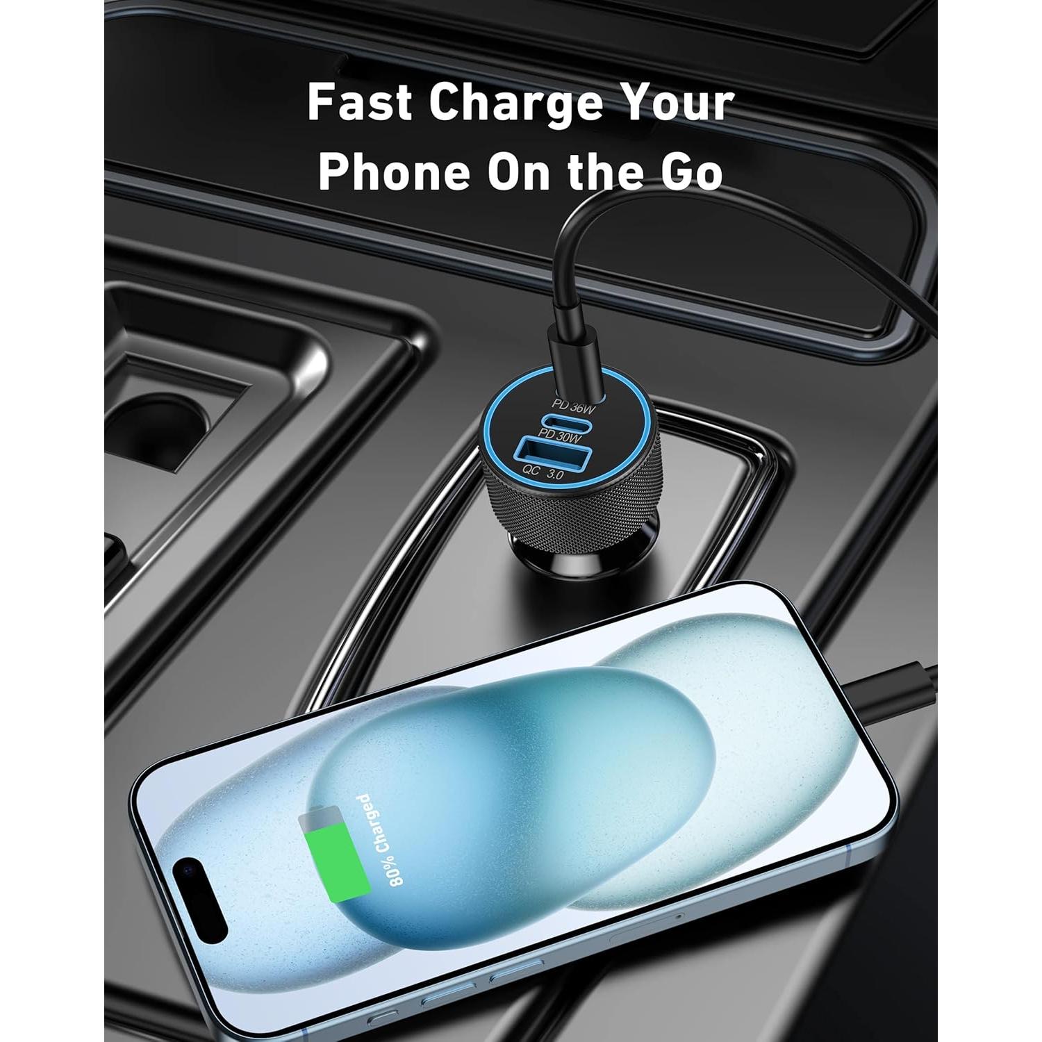 Cargador de coche 67W Heyuan Renzhi 3 puertos USB-C y A