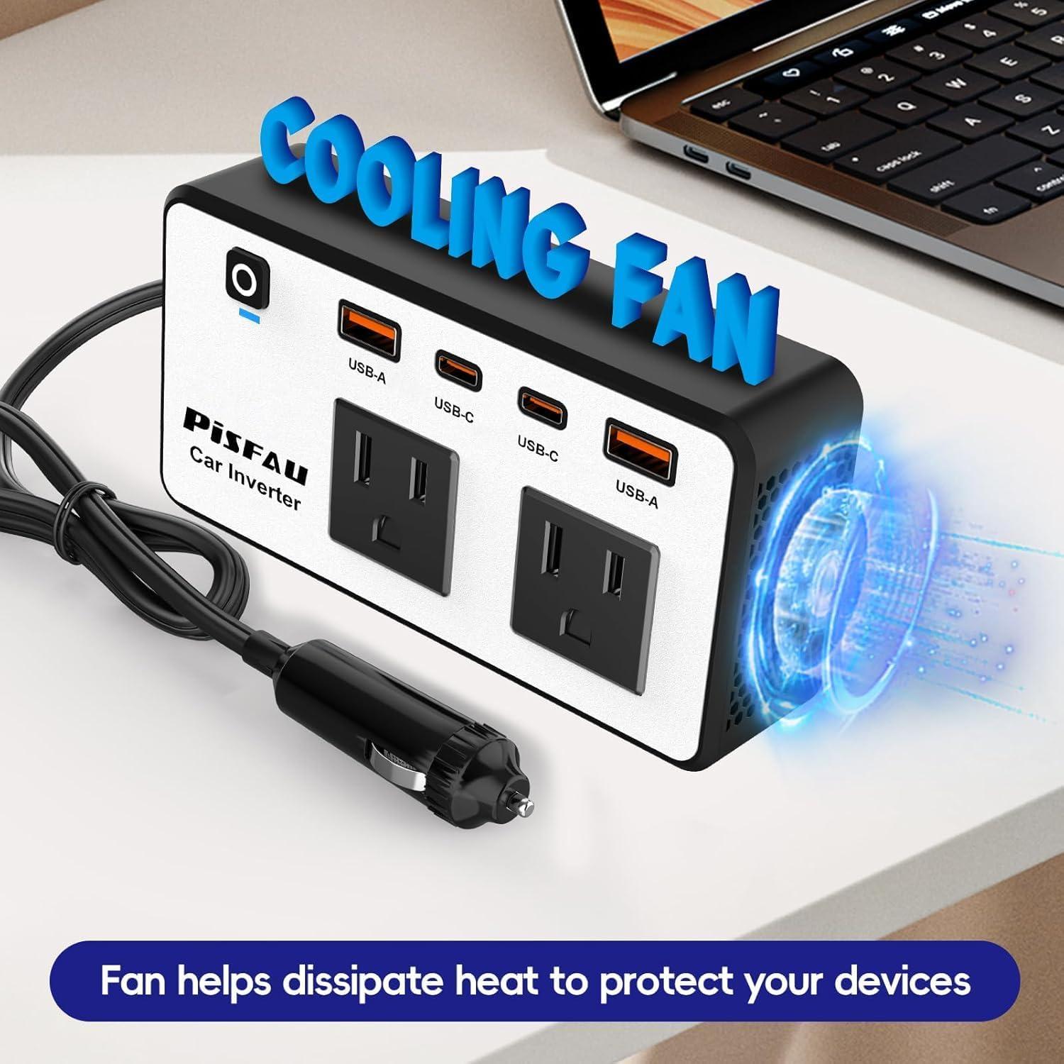 Inversor de Potencia 300W PiSFAU 12V a 110V con USB