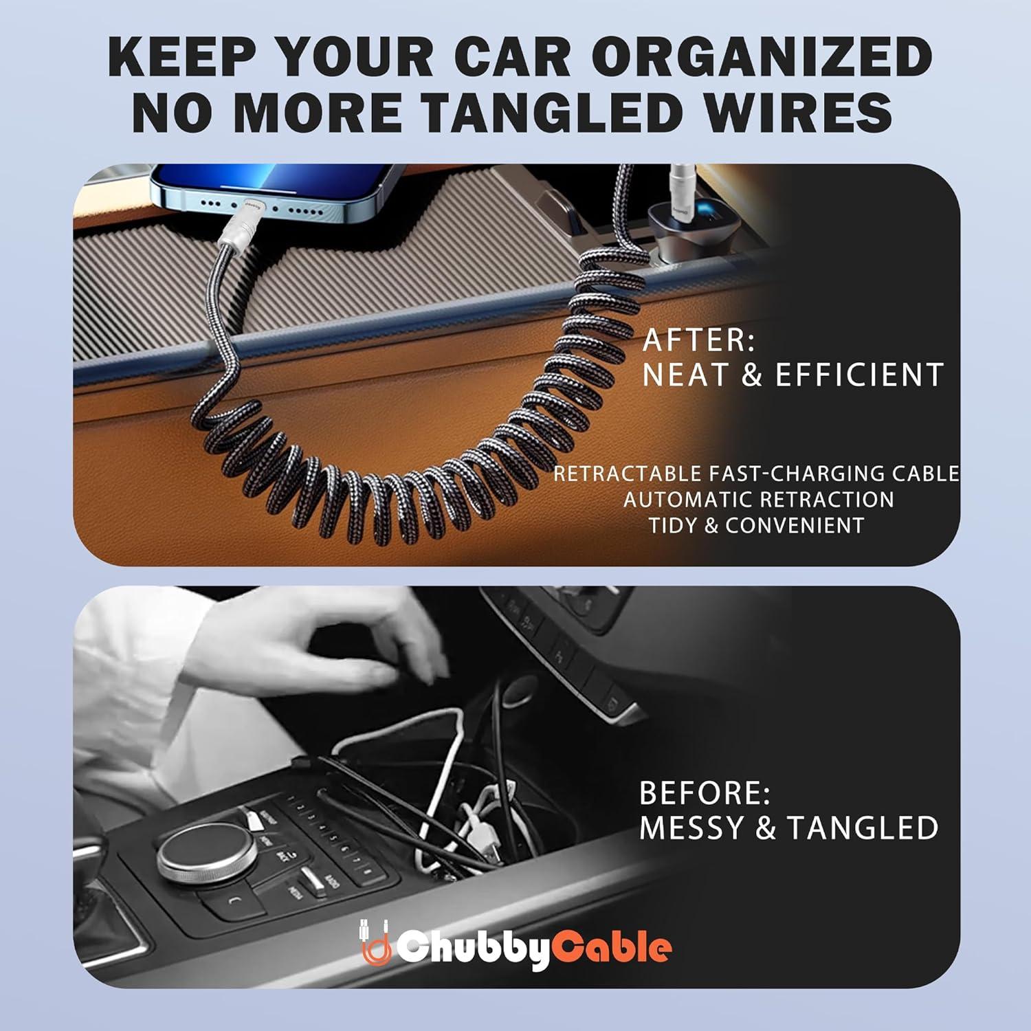 Cable de carga rápida retráctil Chubby 240W USB-C 0.4m-0.7m