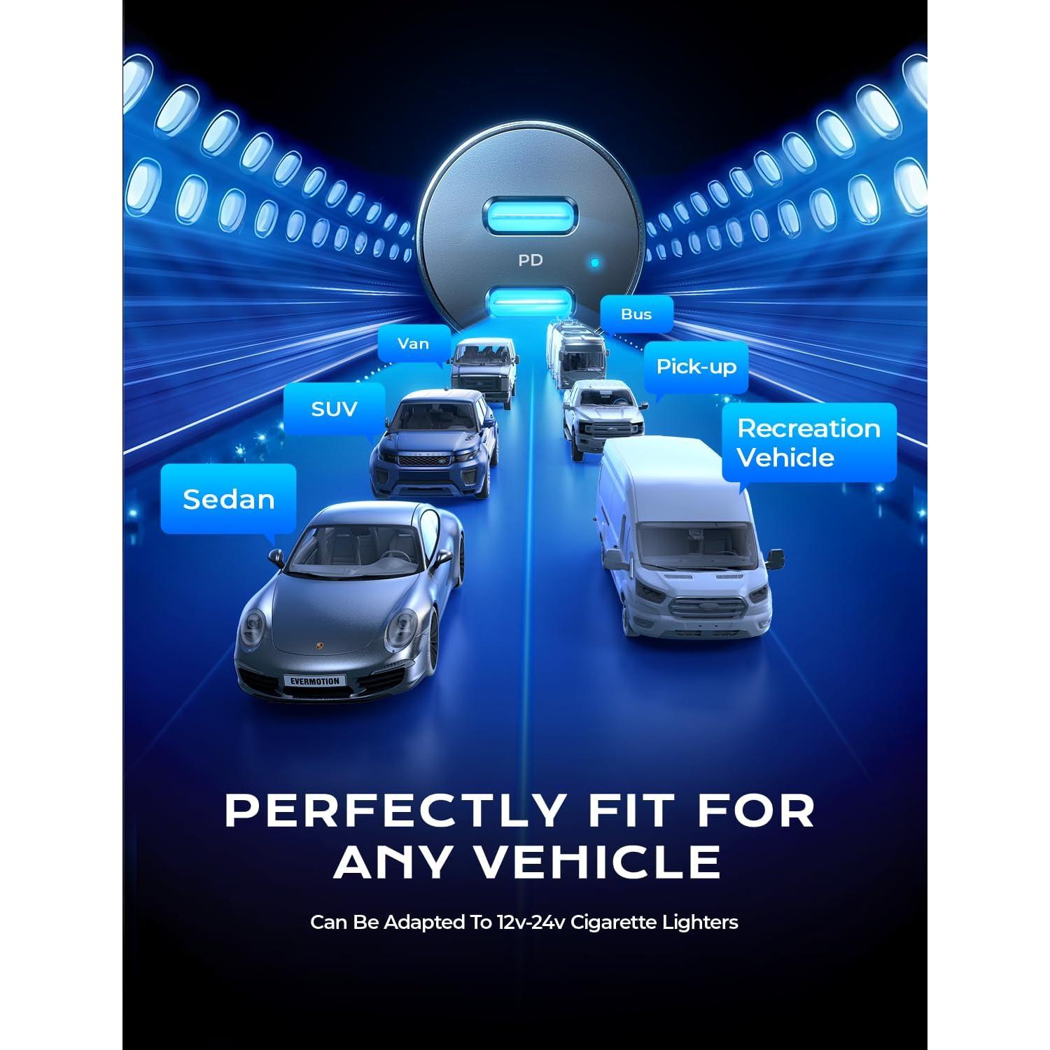 Cargador de Coche USB C LISEN 90W Doble Puerto Rápido