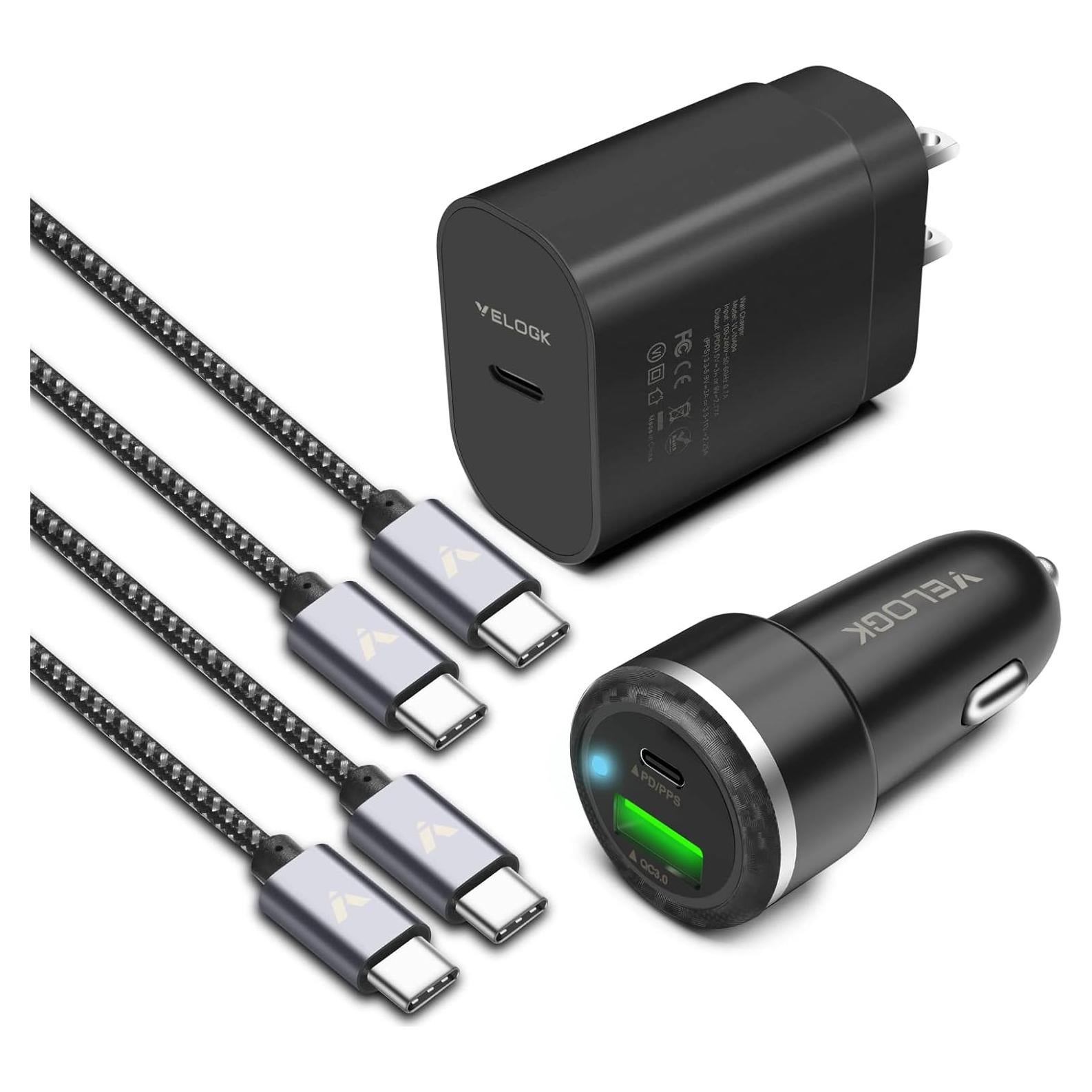 Kit Cargador Rápido VELOGK 25W Tipo C + 2 Cables 1m