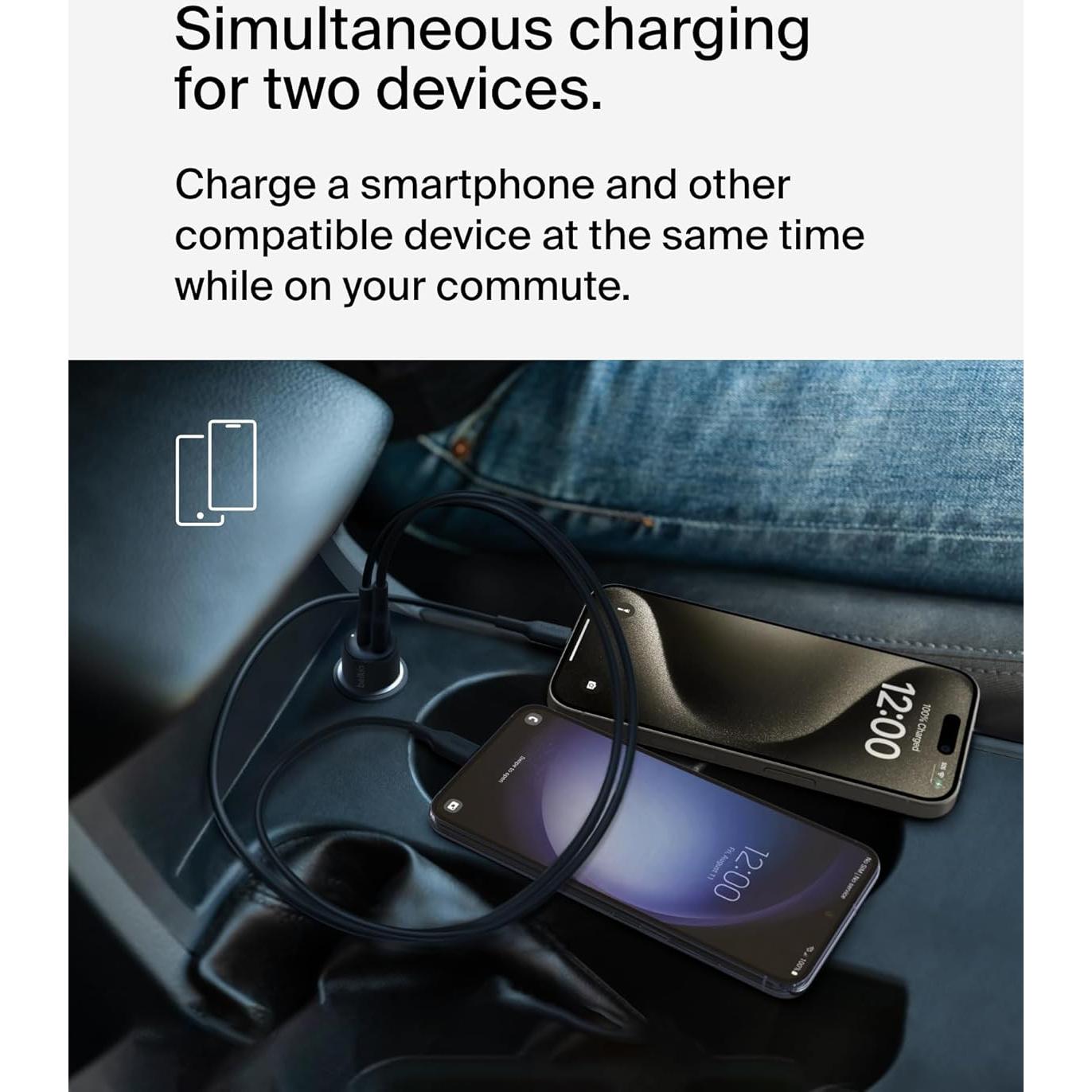 Cargador de coche Belkin BoostCharge 42W USB-C y USB-A Negro