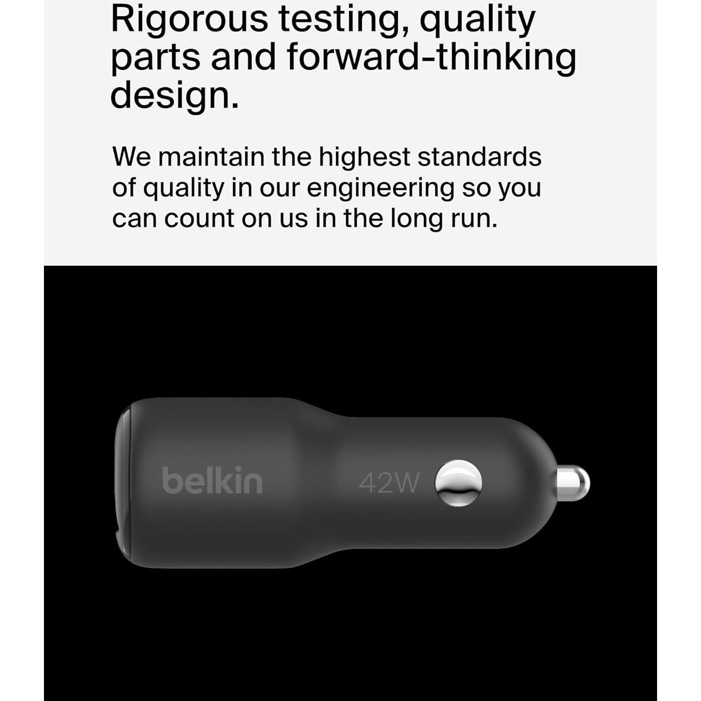 Cargador de coche Belkin BoostCharge 42W USB-C y USB-A Negro