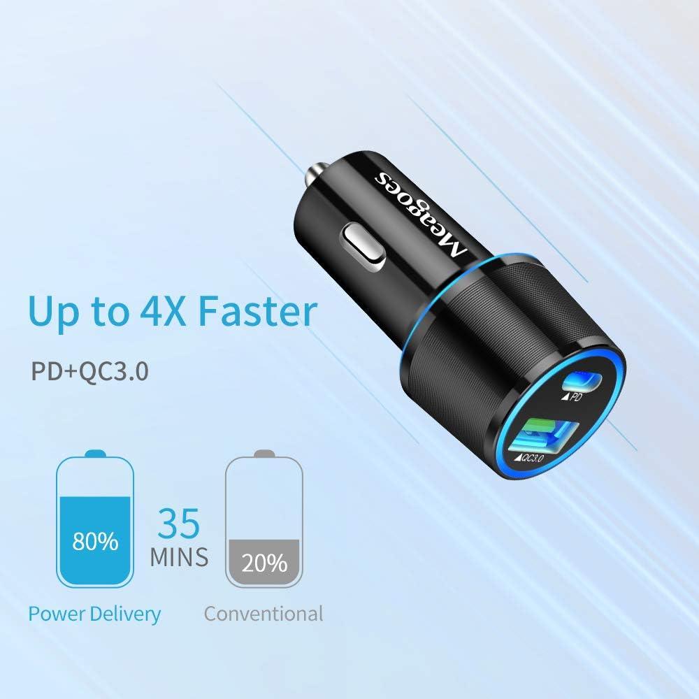 Cargador de coche USB C 48W Meagoes con 2 puertos PD y QC3.0