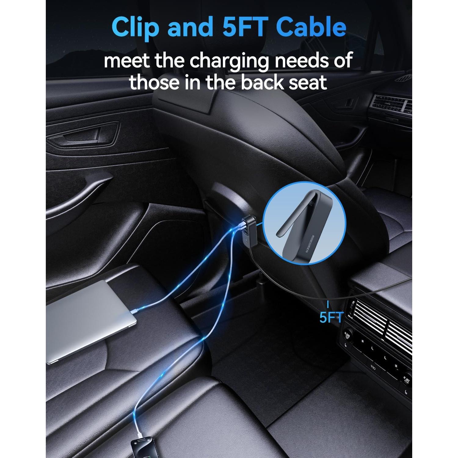 Cargador de Coche Rocoren 105W USB C 6 Puertos Rápido