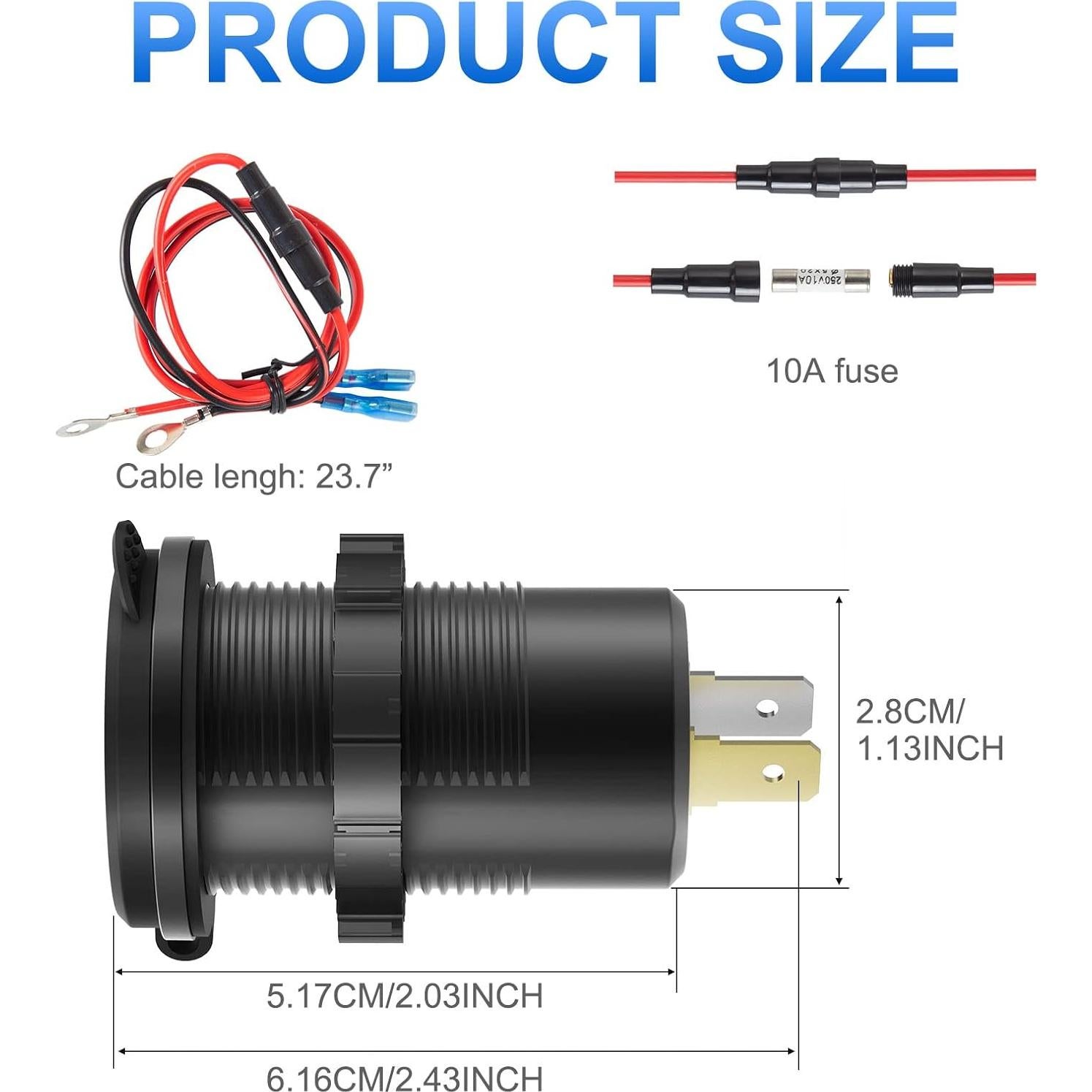 Cargador USB de 3 Puertos Hapytrip 12V Carga Rápida QC 3.0