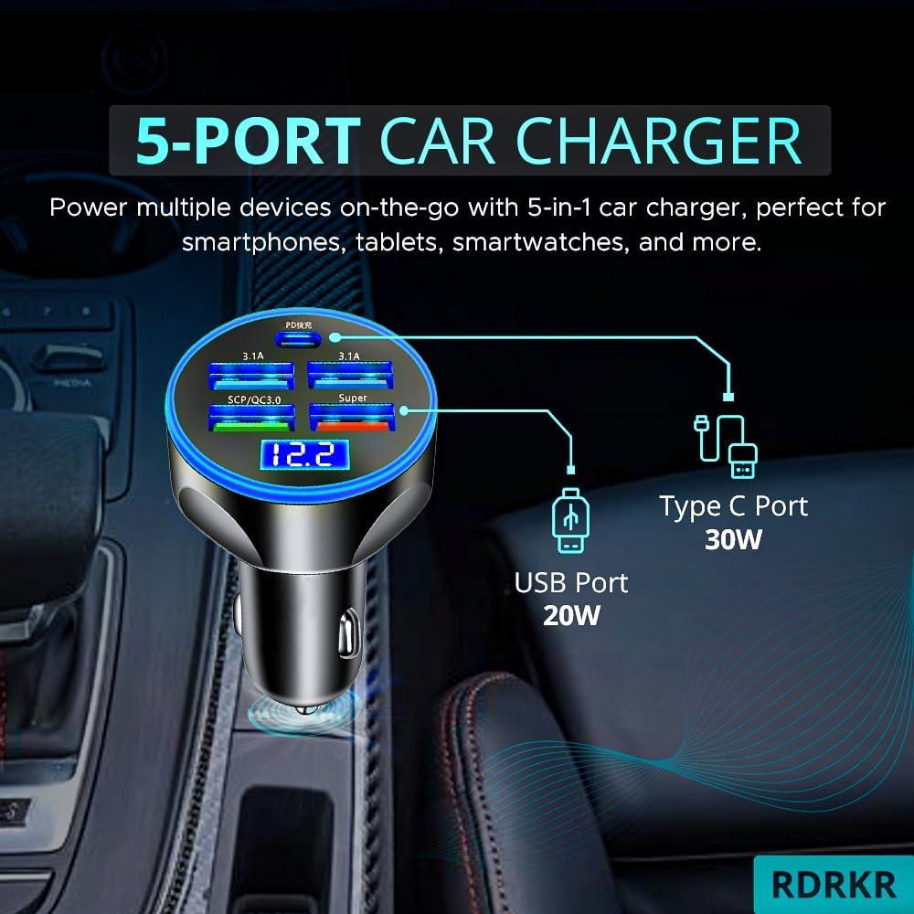 Cargador de coche 5 puertos USB C Shenzhen WGS G44 30W
