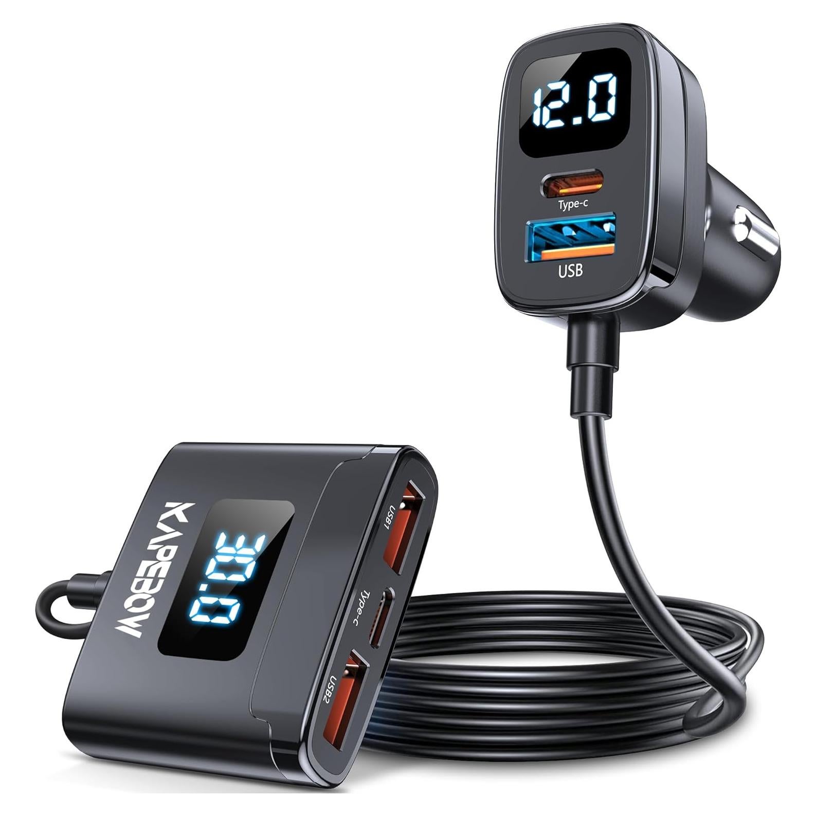 Cargador de Coche USB C Rápido 78W Kapebow 5 Puertos