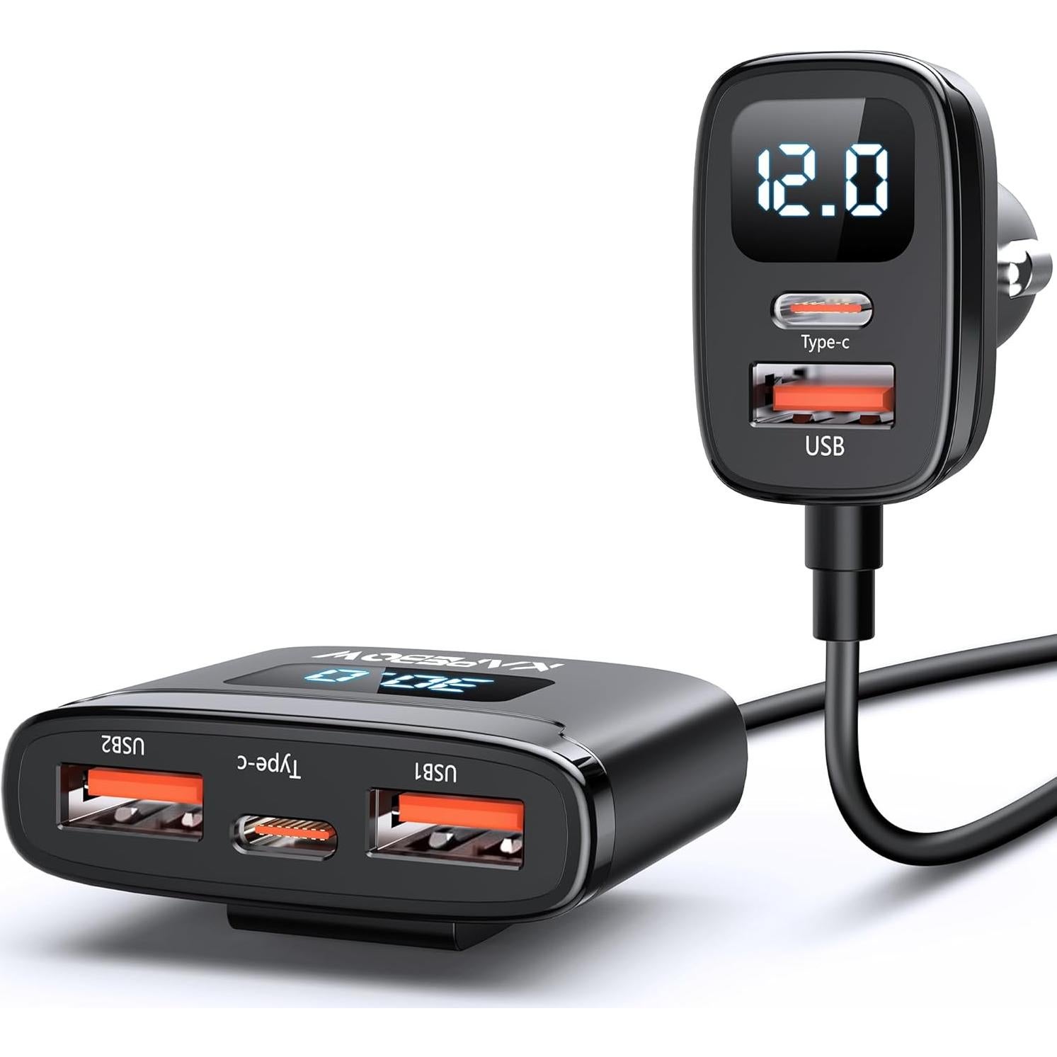 Cargador de Coche USB C Rápido 78W Kapebow 5 Puertos