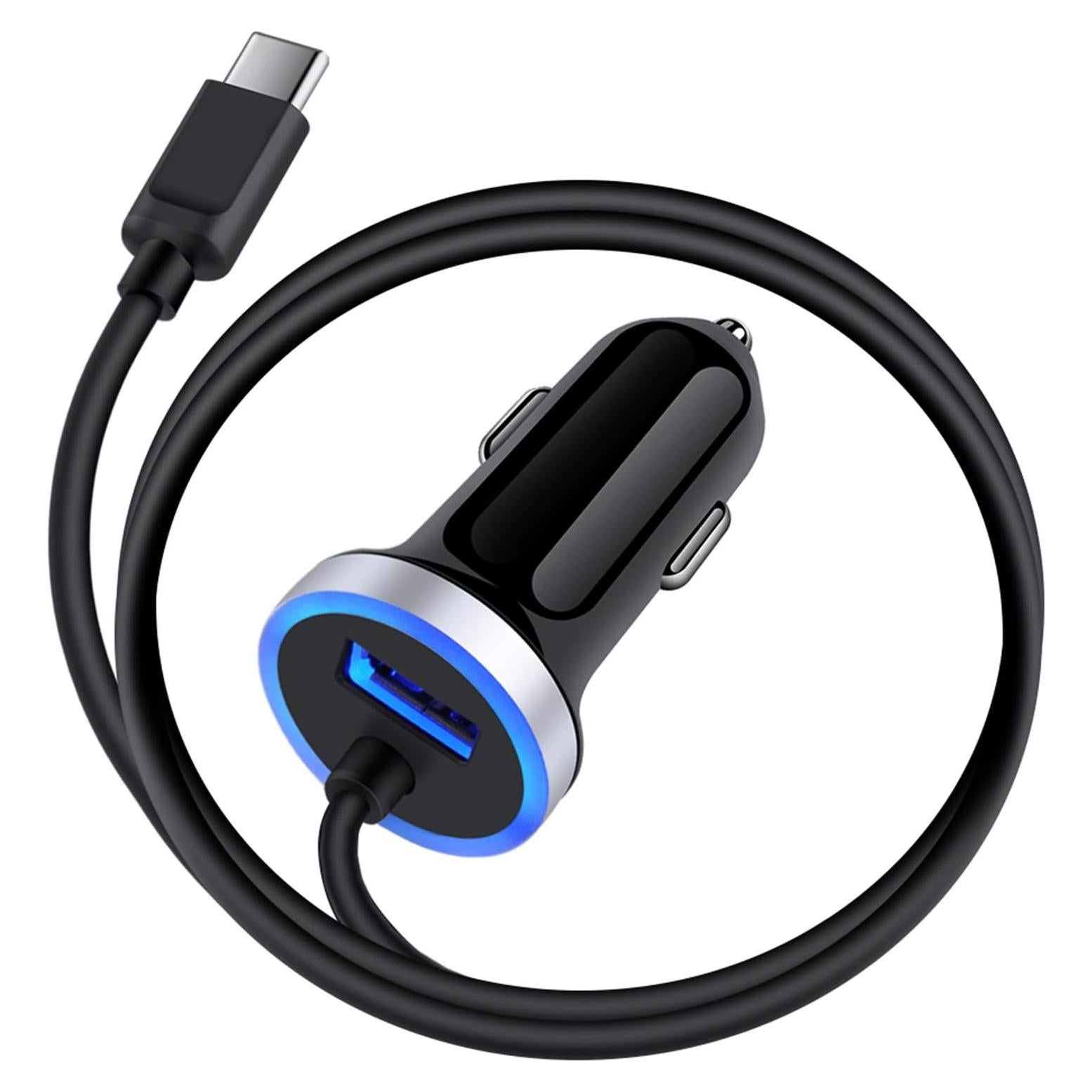 Cargador de coche USB C Sidpro 3.4A con cable de 1m