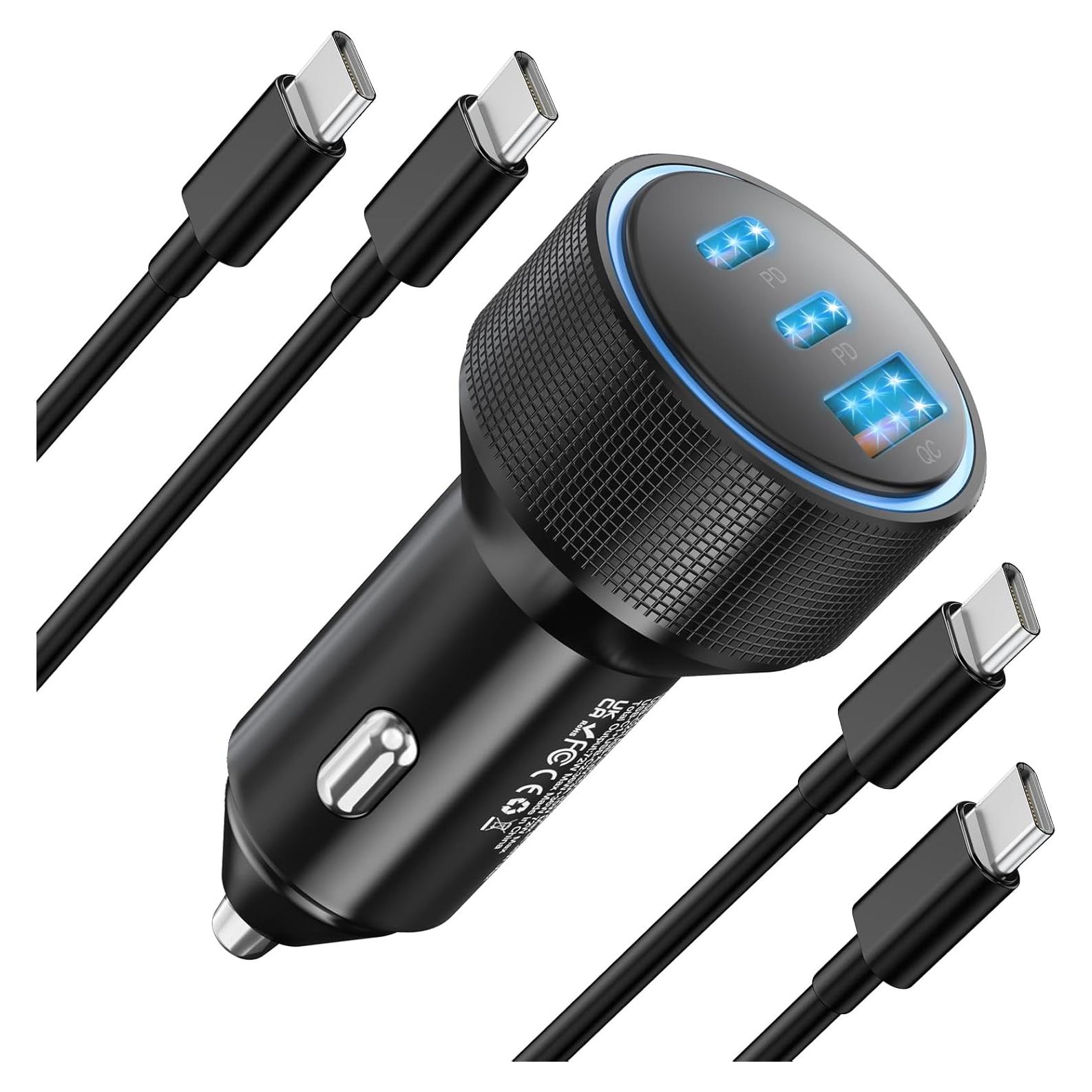 Cargador de Coche SNGOAM 72W USB C 3 Puertos Rápido