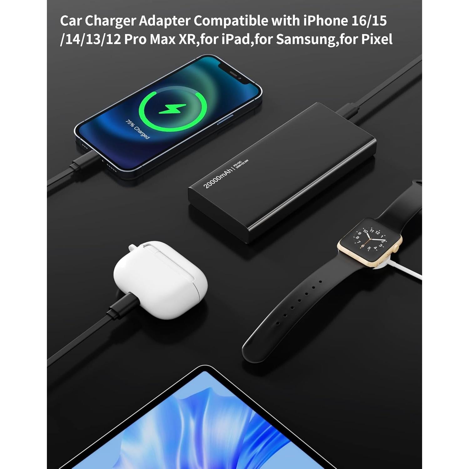 Cargador de Coche 4 en 1 USB-C y USB-A Henan C1 Rápido