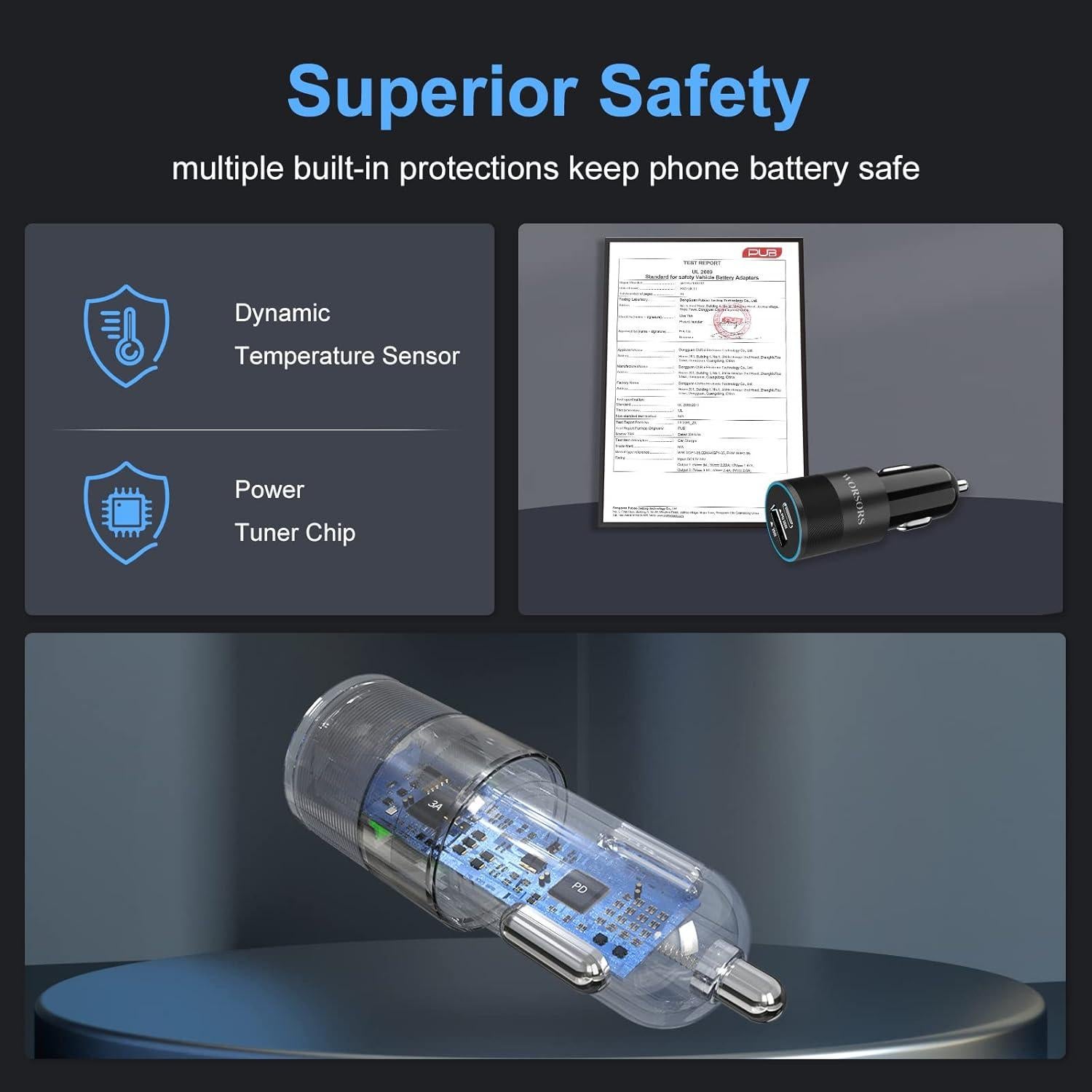 Cargador de coche rápido 35W USB C MFi para iPhone y iPad