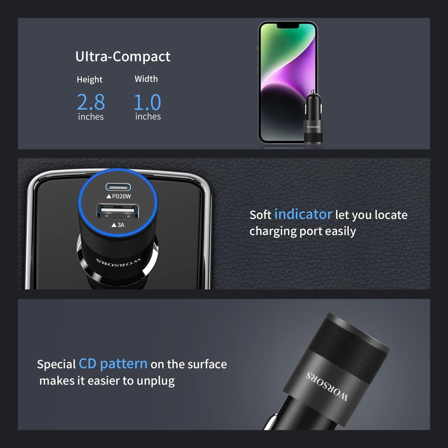 Cargador de coche rápido 35W USB C MFi para iPhone y iPad