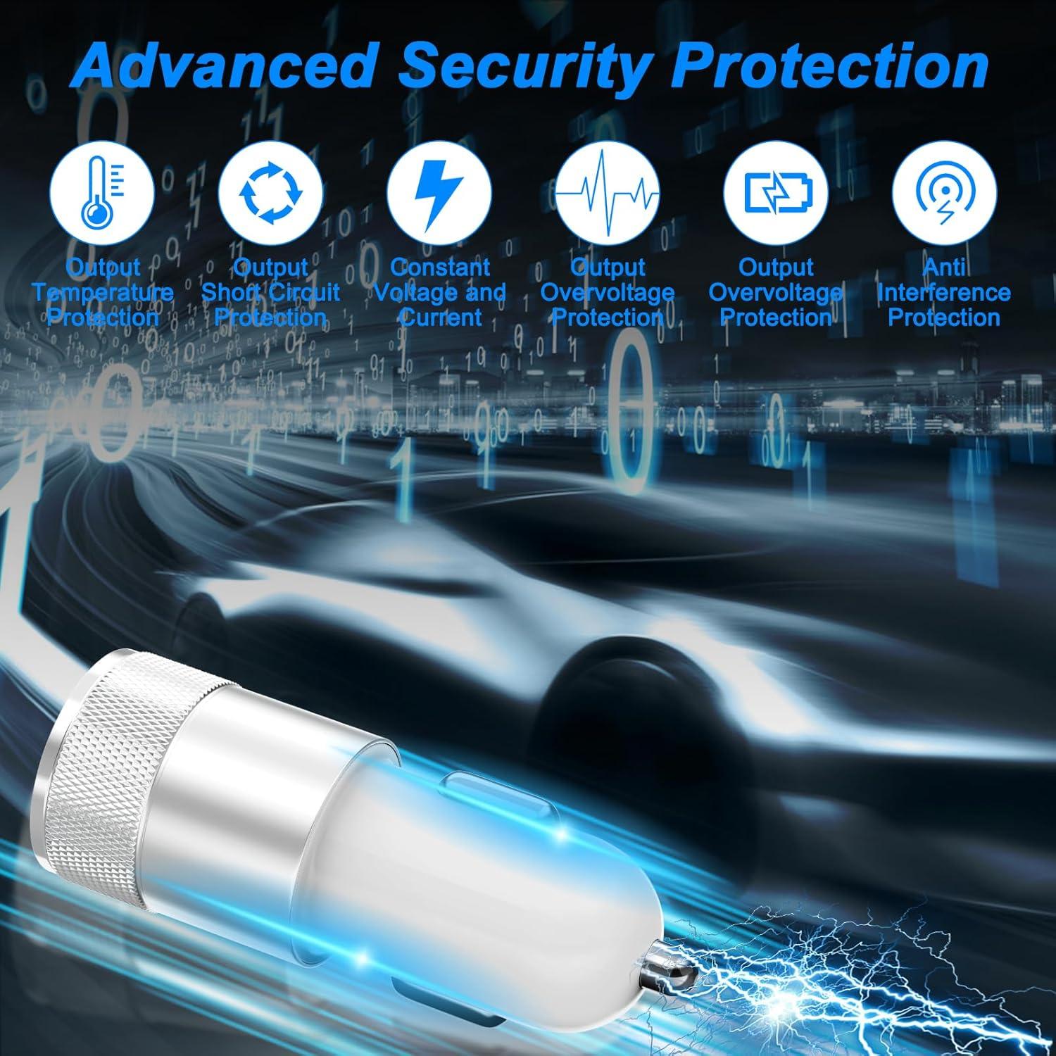 Cargador de coche SNGOAM 60W USB-C rápido con cables para iPhone