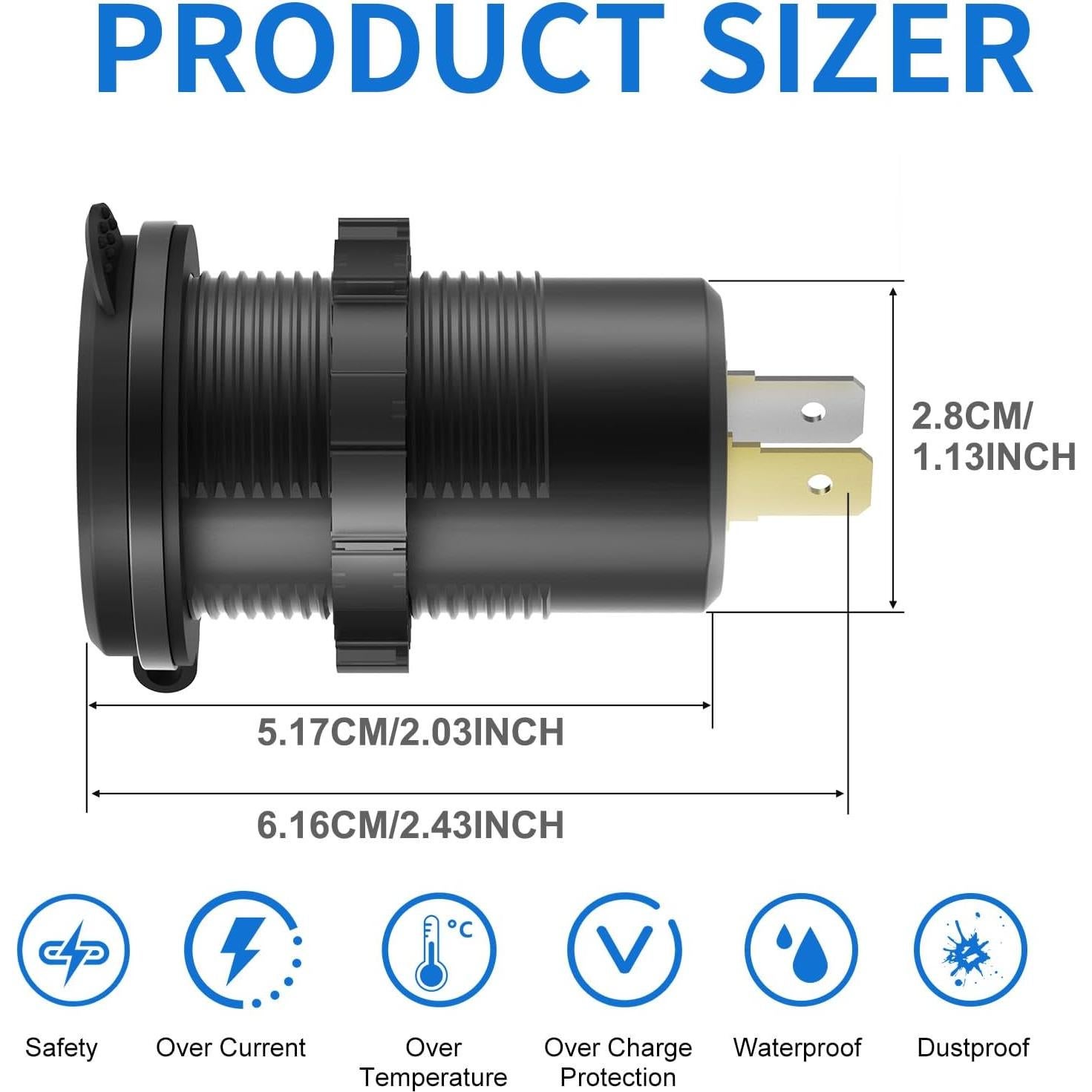 Cargador USB-C de Coche TIANWIDJEW 12V 78W Doble 30W PD