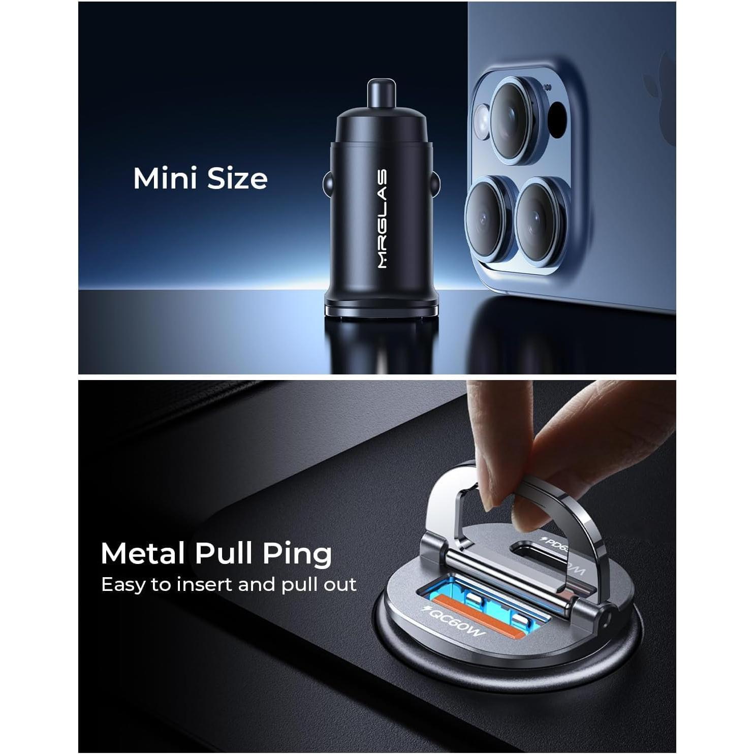 Cargador de Coche USB C MRGLAS 125W PD65W QC60W Doble Puerto