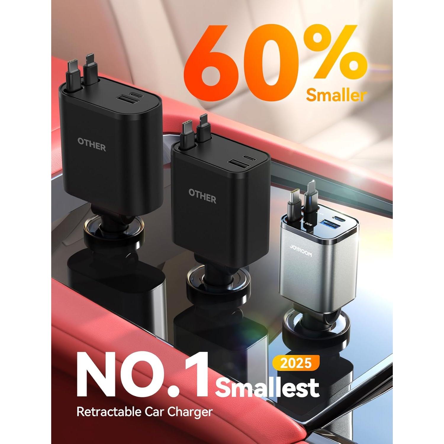 Cargador de Coche Retráctil JOYROOM 84W USB-C iPhone 16